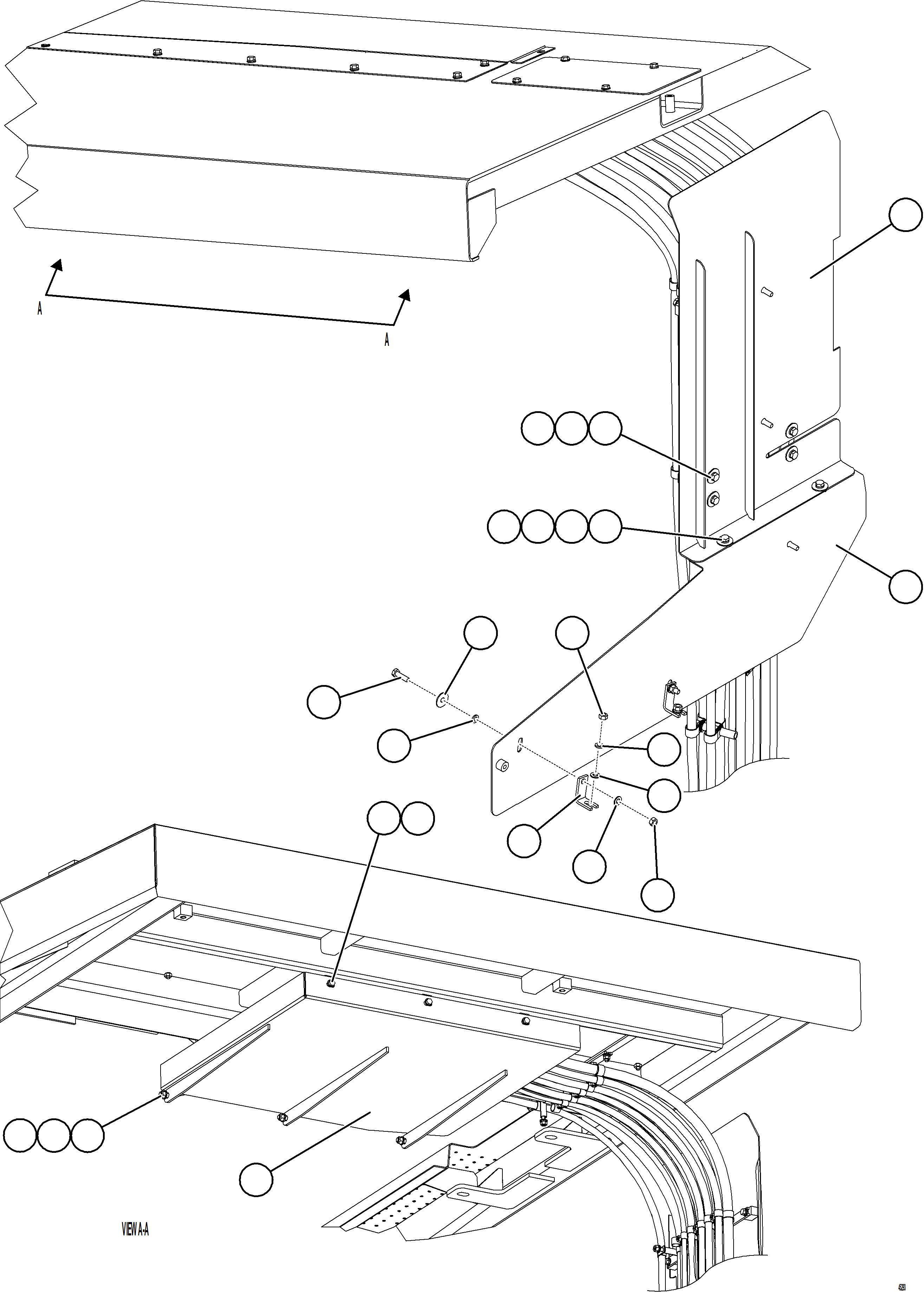 Komatsu parts book diagram for AFE69-P 730E-8 S/N A40063  BUENAVISTA: LH DECK HYDRAULIC HOSE SHIELDS