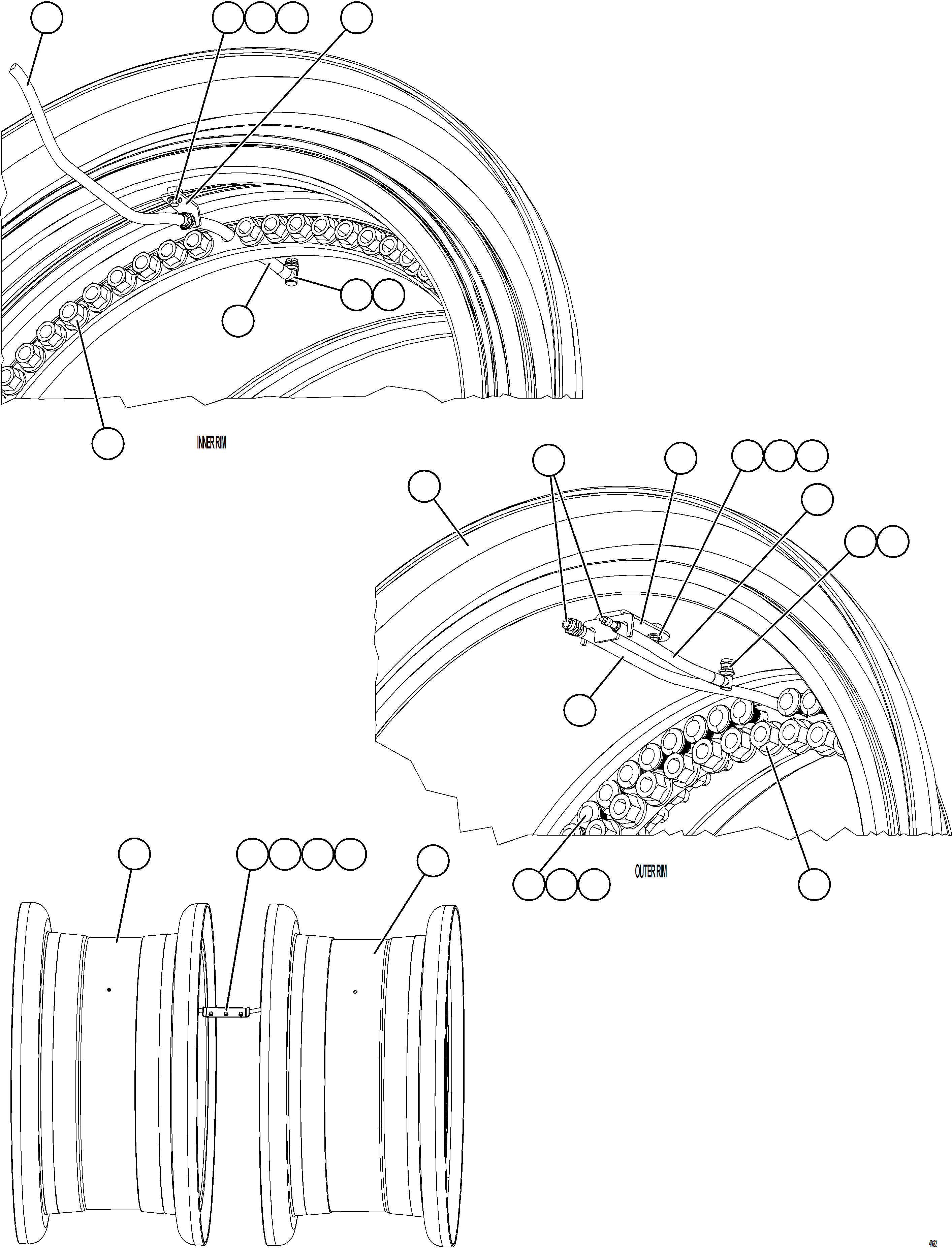 Komatsu parts book diagram for AFE69-P 730E-8 S/N A40063  BUENAVISTA: REAR WHEELS & MOUNTING