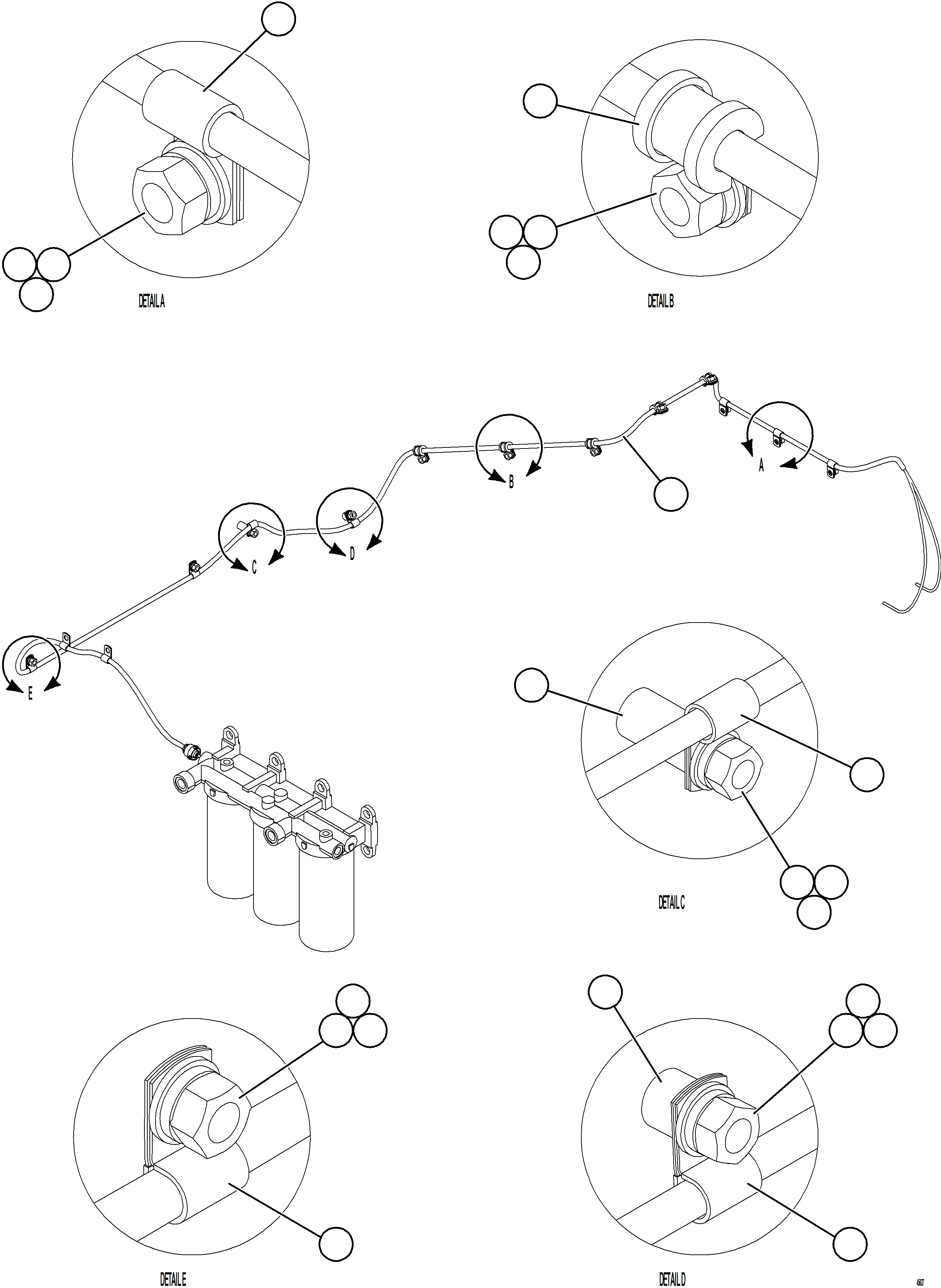 Komatsu parts book diagram for AFE69-P 730E-8 S/N A40063  BUENAVISTA: FUEL FILTER HARNESS INSTALLATION