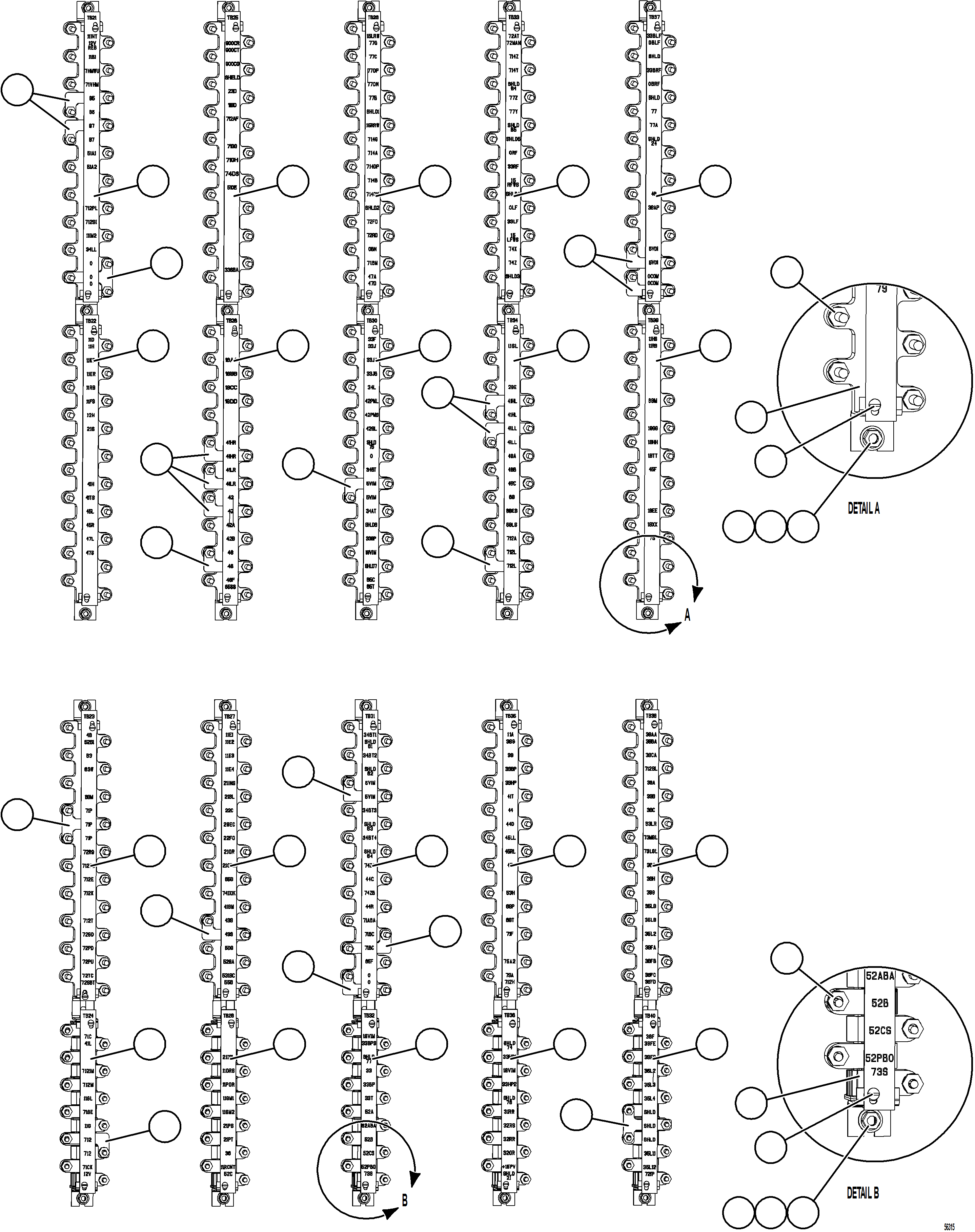 Komatsu parts book diagram for AFE69-P 730E-8 S/N A40063  BUENAVISTA: AUXILIARY CONTROL CABINET - REAR WALL
