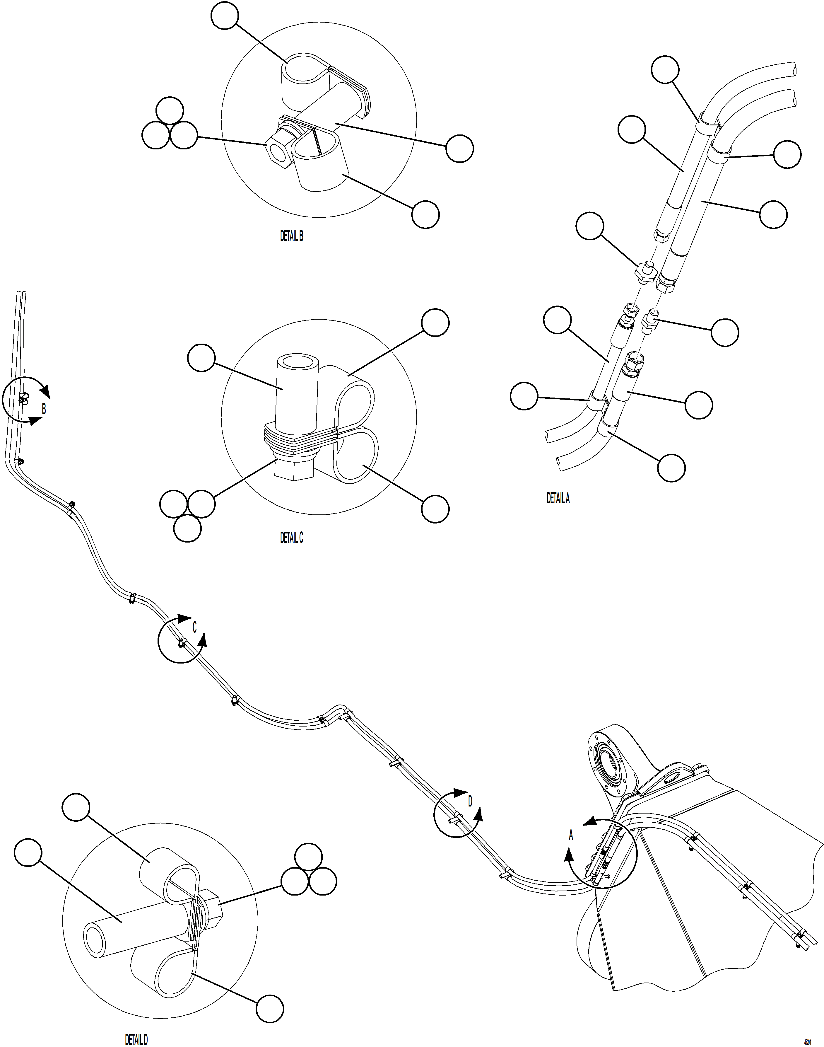 Komatsu parts book diagram for AFE69-P 730E-8 S/N A40063  BUENAVISTA: REAR BRAKE PIPING    1/3