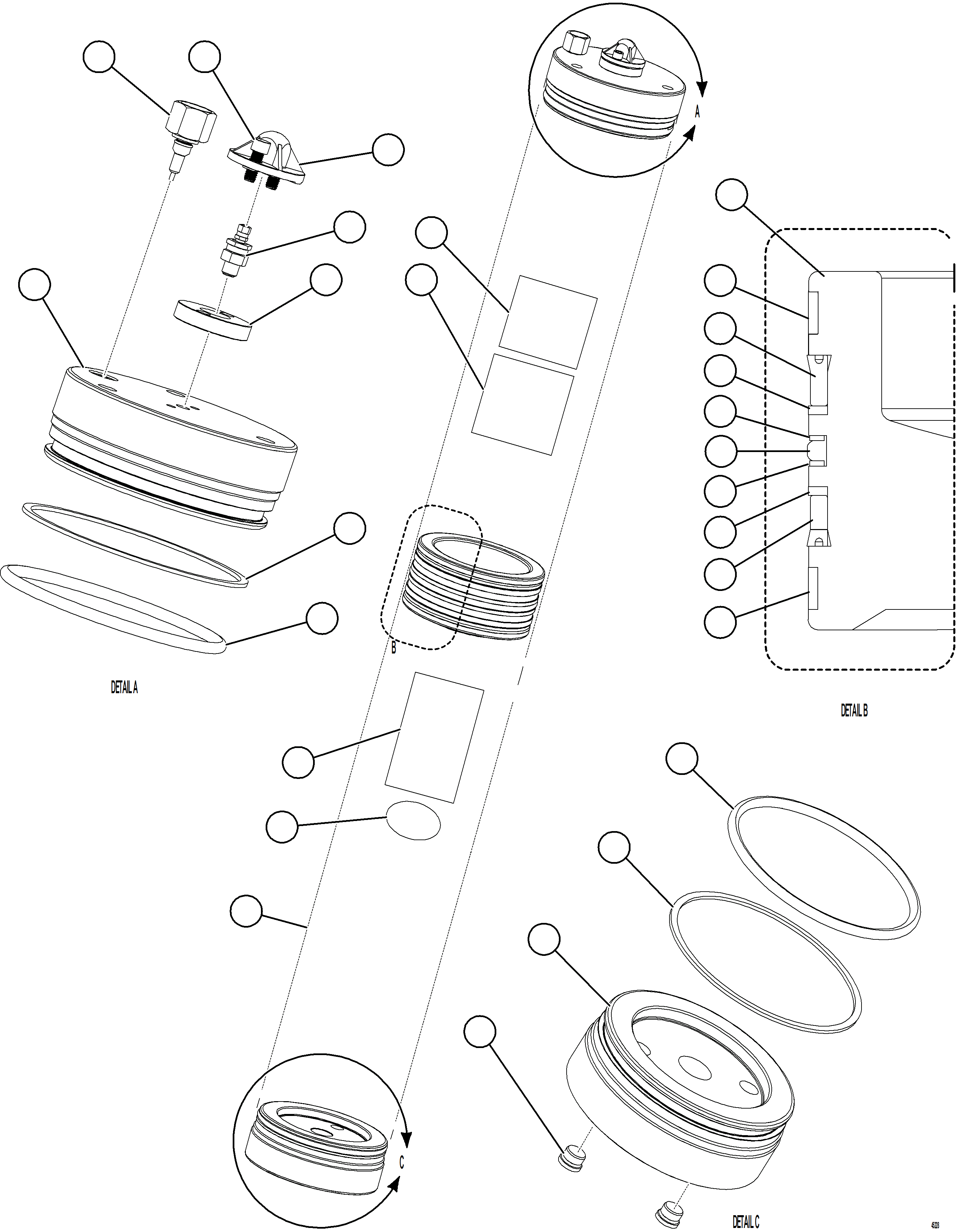 Komatsu parts book diagram for AFE69-P 730E-8 S/N A40063  BUENAVISTA: PISTON ACCUMULATOR    58E-60-10091
