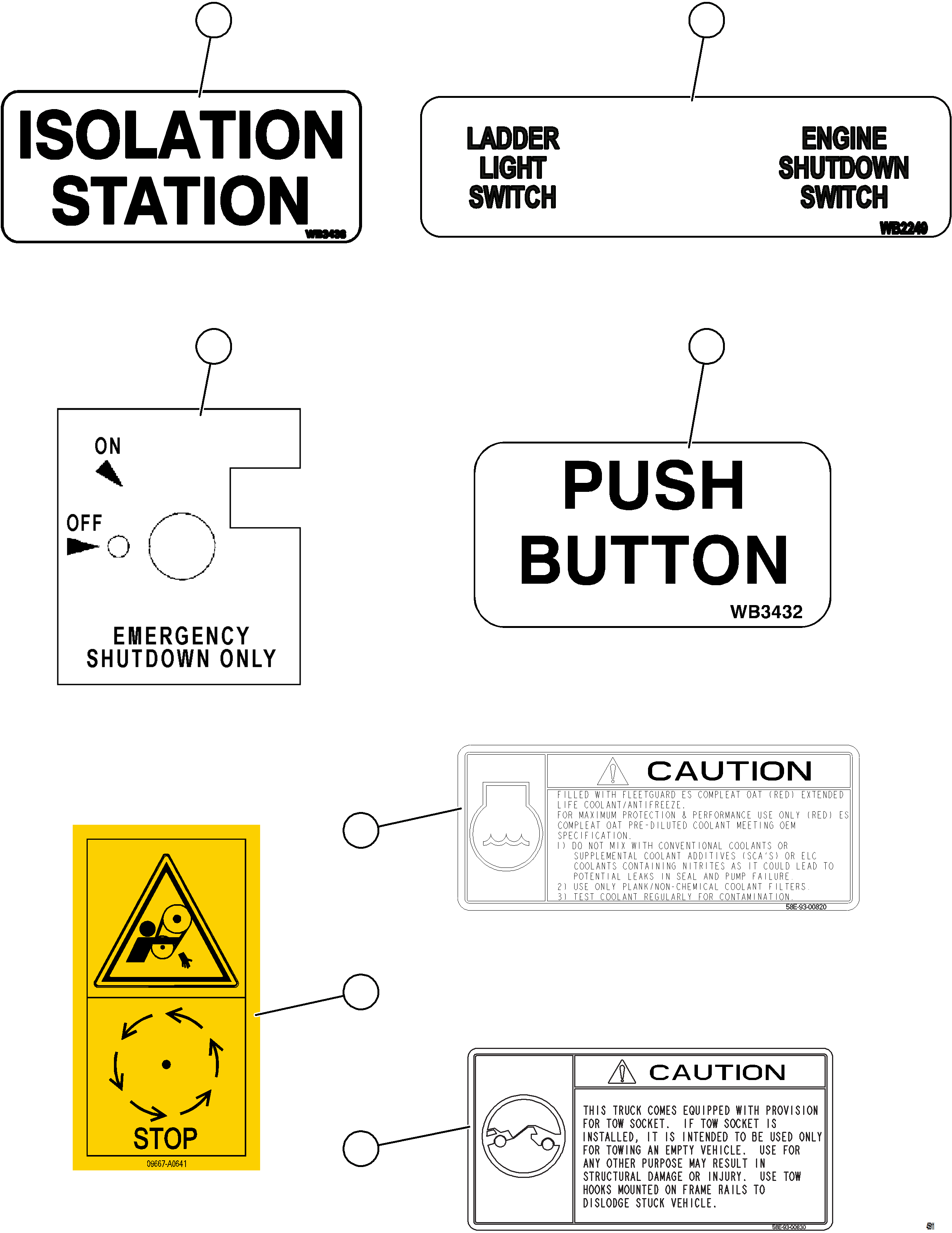 Komatsu parts book diagram for AFE69-Q 730E-8 S/N A40064, A40067  ASSMANG: DECALS & WARNINGS    5/5