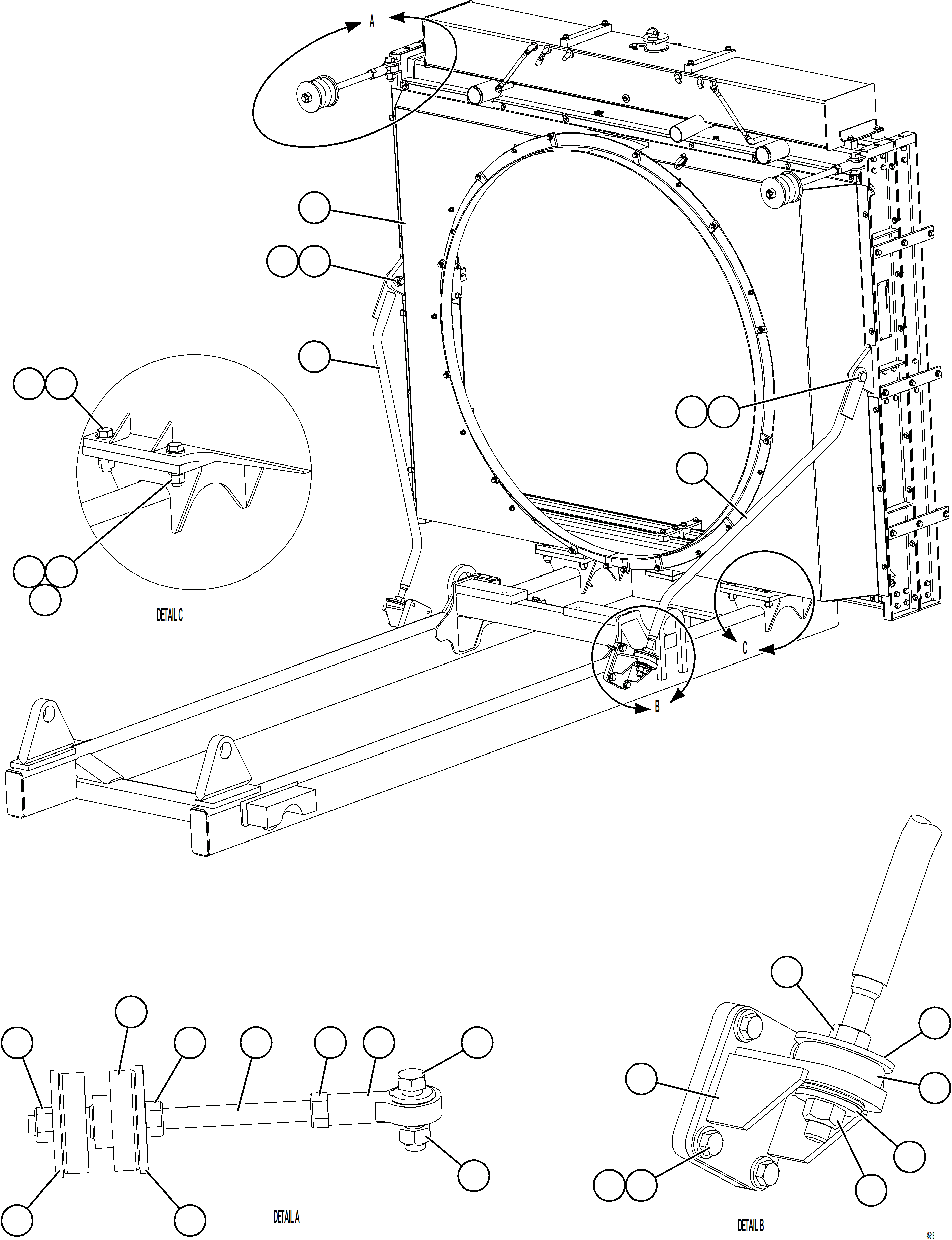 Komatsu parts book diagram for AFE69-Q 730E-8 S/N A40064, A40067  ASSMANG: RADIATOR INSTALLATION