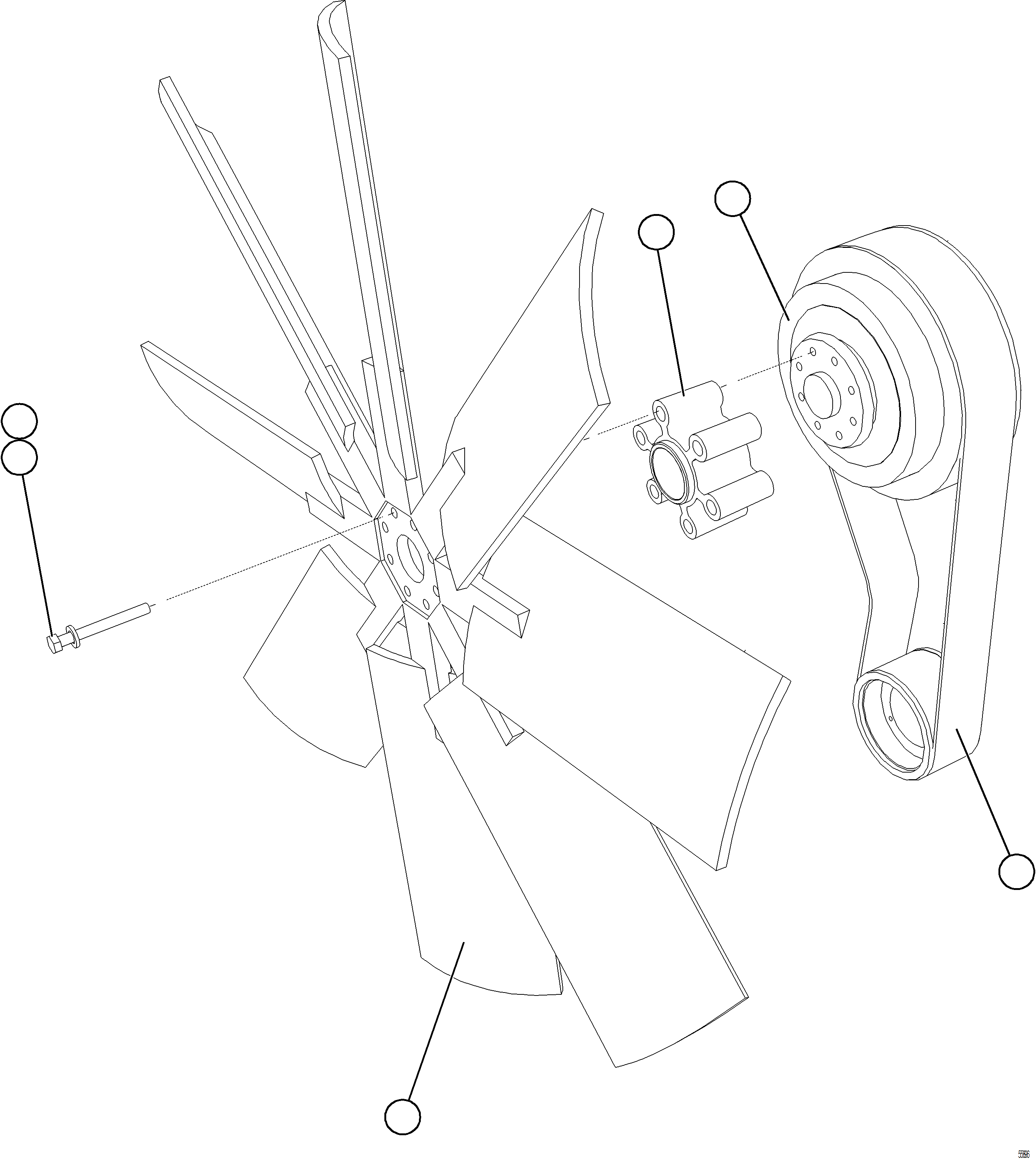 Komatsu parts book diagram for AFE69-Q 730E-8 S/N A40064, A40067  ASSMANG: FAN & FAN DRIVE