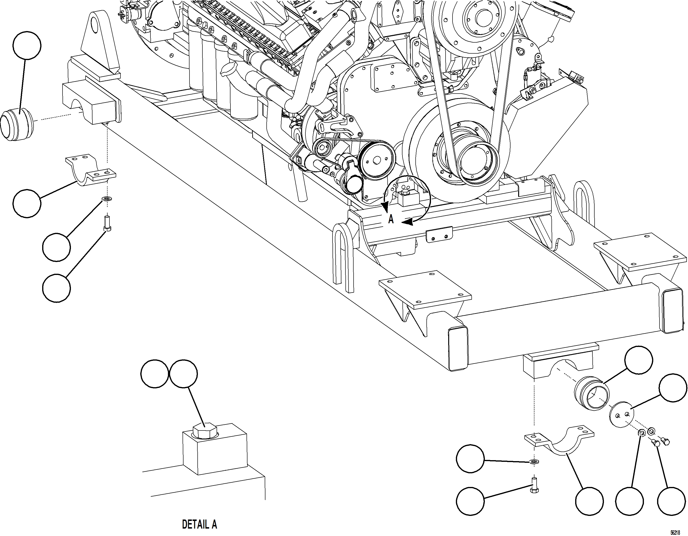 Komatsu parts book diagram for AFE69-Q 730E-8 S/N A40064, A40067  ASSMANG: ENGINE / SUB-FRAME MOUNTS