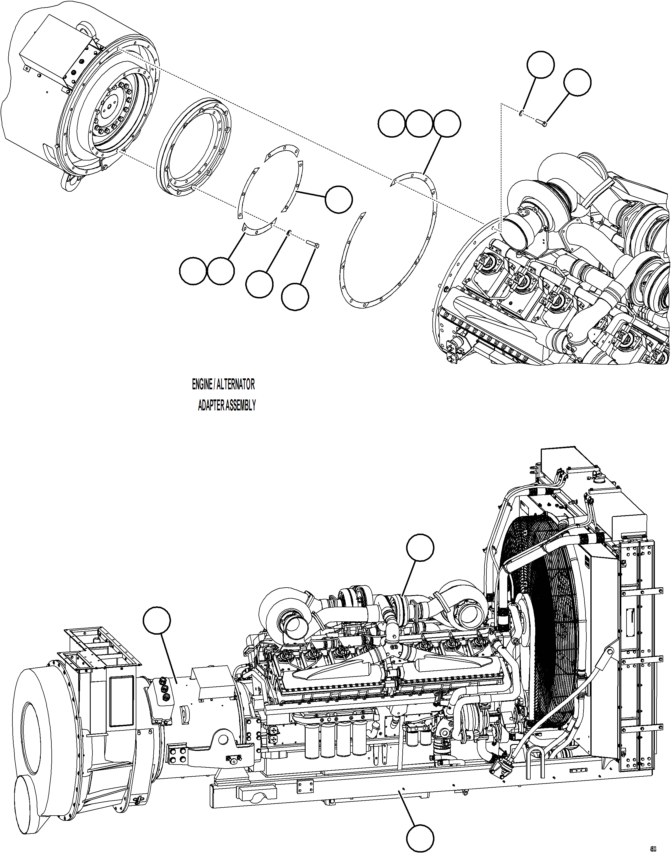 Komatsu parts book diagram for AFE69-Q 730E-8 S/N A40064, A40067  ASSMANG: POWERTRAIN INSTALLATION
