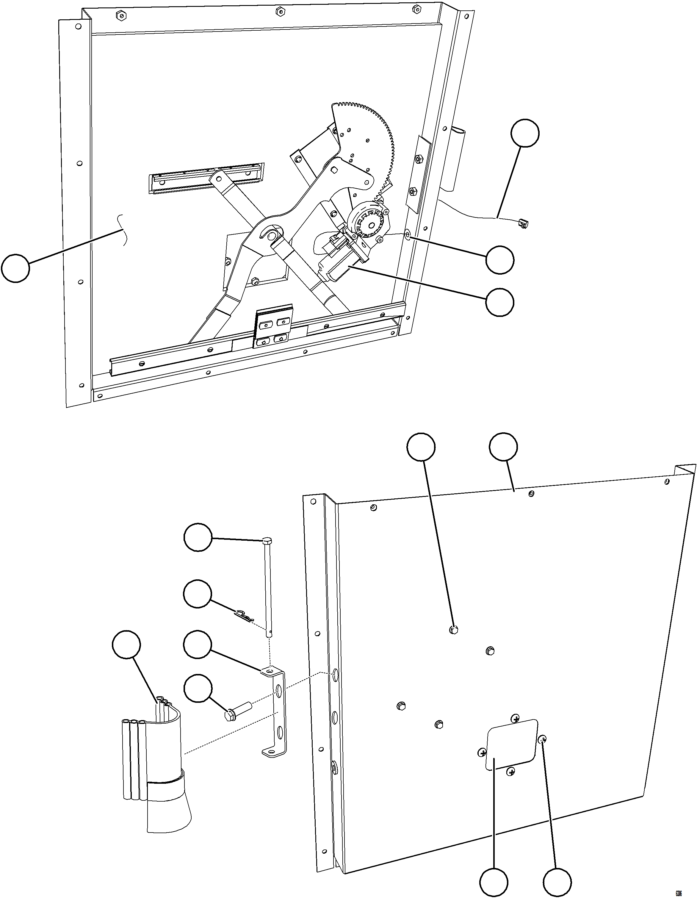 Komatsu parts book diagram for AFE69-Q 730E-8 S/N A40064, A40067  ASSMANG: INNER DOOR PANEL - LH    58E-54-10121