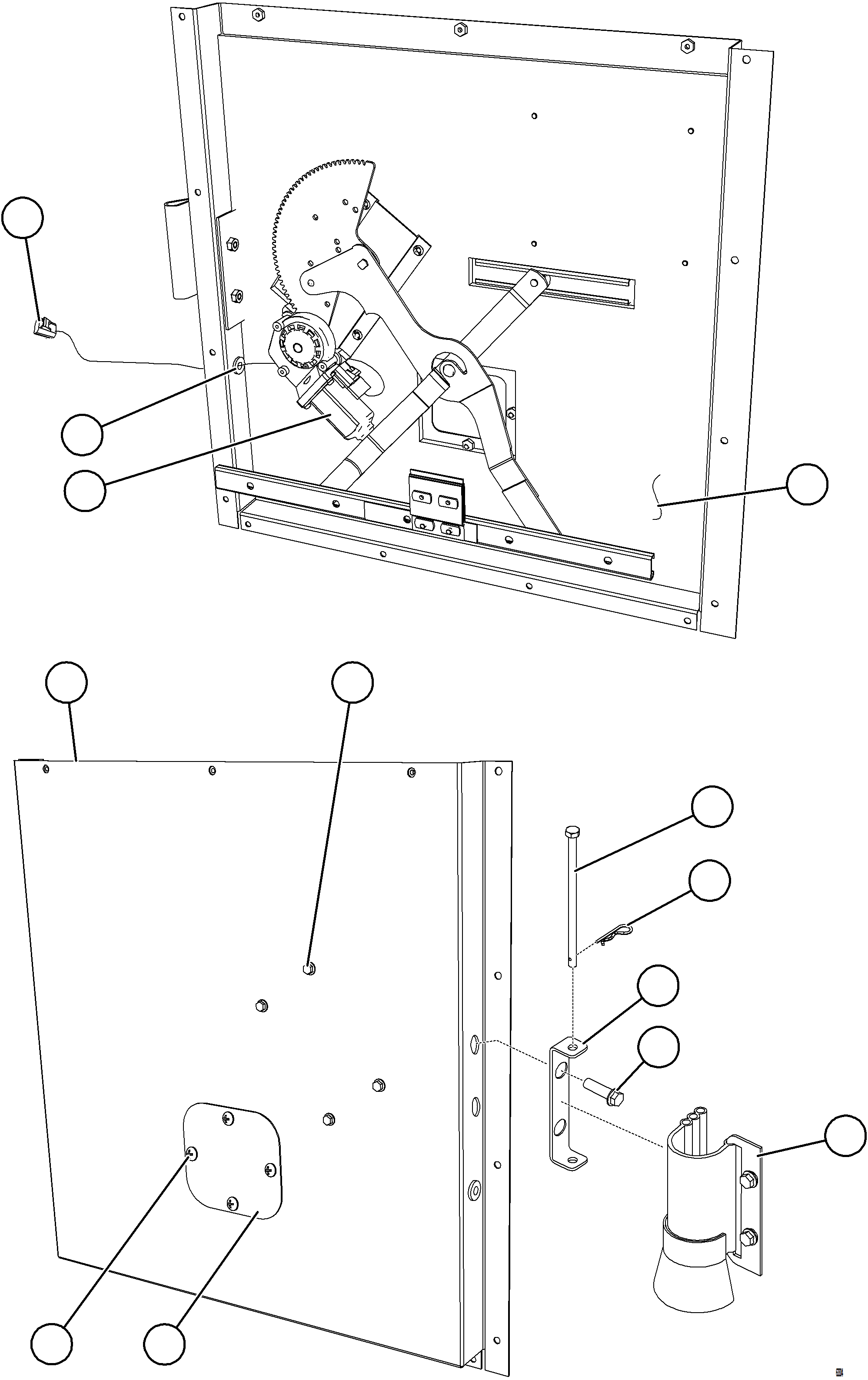 Komatsu parts book diagram for AFE69-Q 730E-8 S/N A40064, A40067  ASSMANG: INNER DOOR PANEL - RH    58E-54-10111