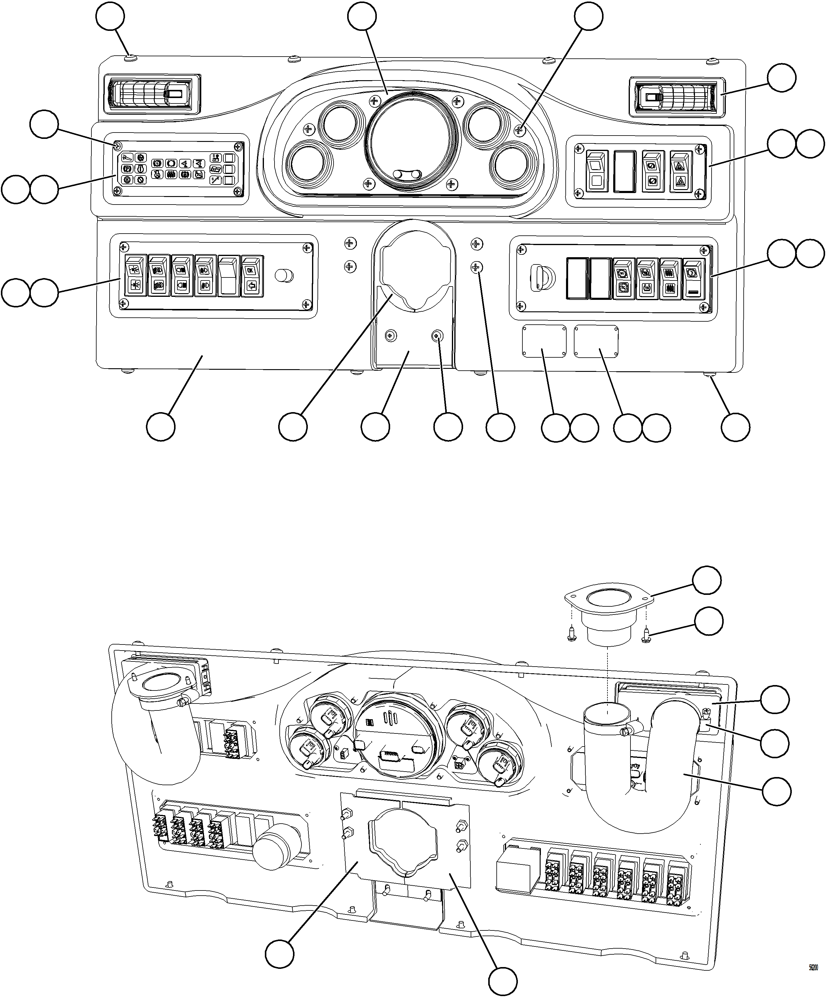 Komatsu parts book diagram for AFE69-Q 730E-8 S/N A40064, A40067  ASSMANG: INSTRUMENT PANEL ASSEMBLY