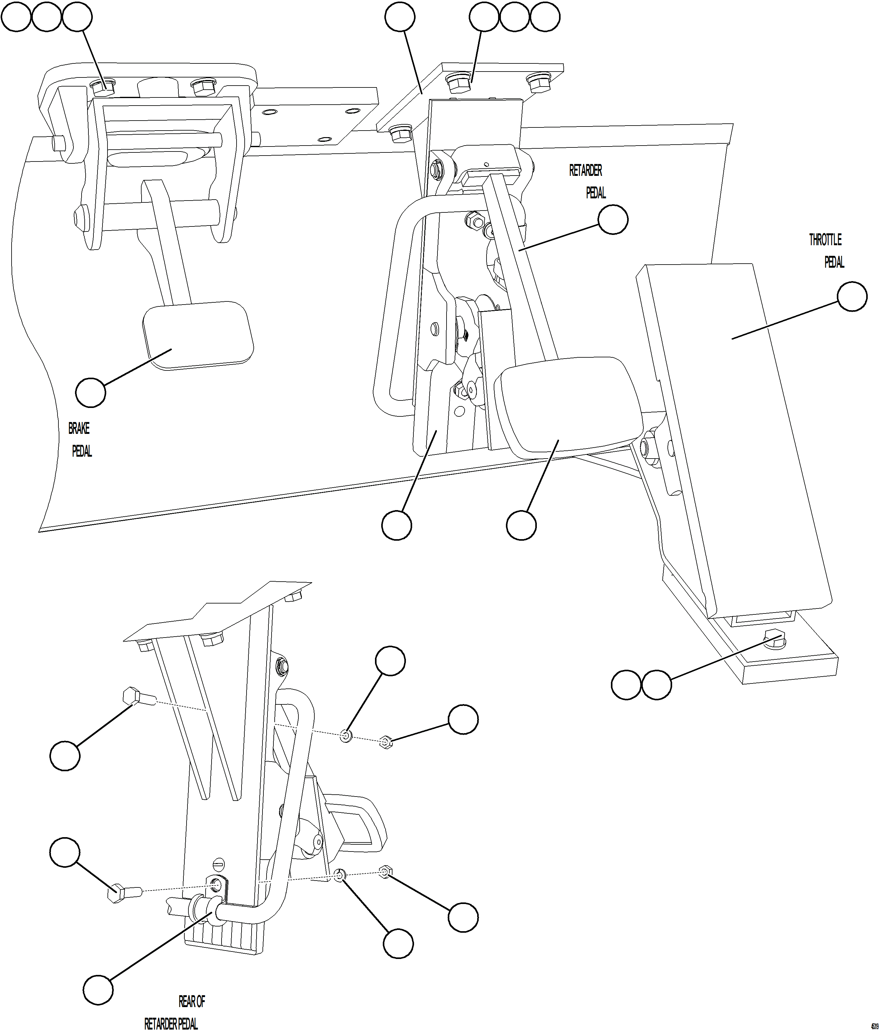 Komatsu parts book diagram for AFE69-Q 730E-8 S/N A40064, A40067  ASSMANG: PEDAL INSTALLATION