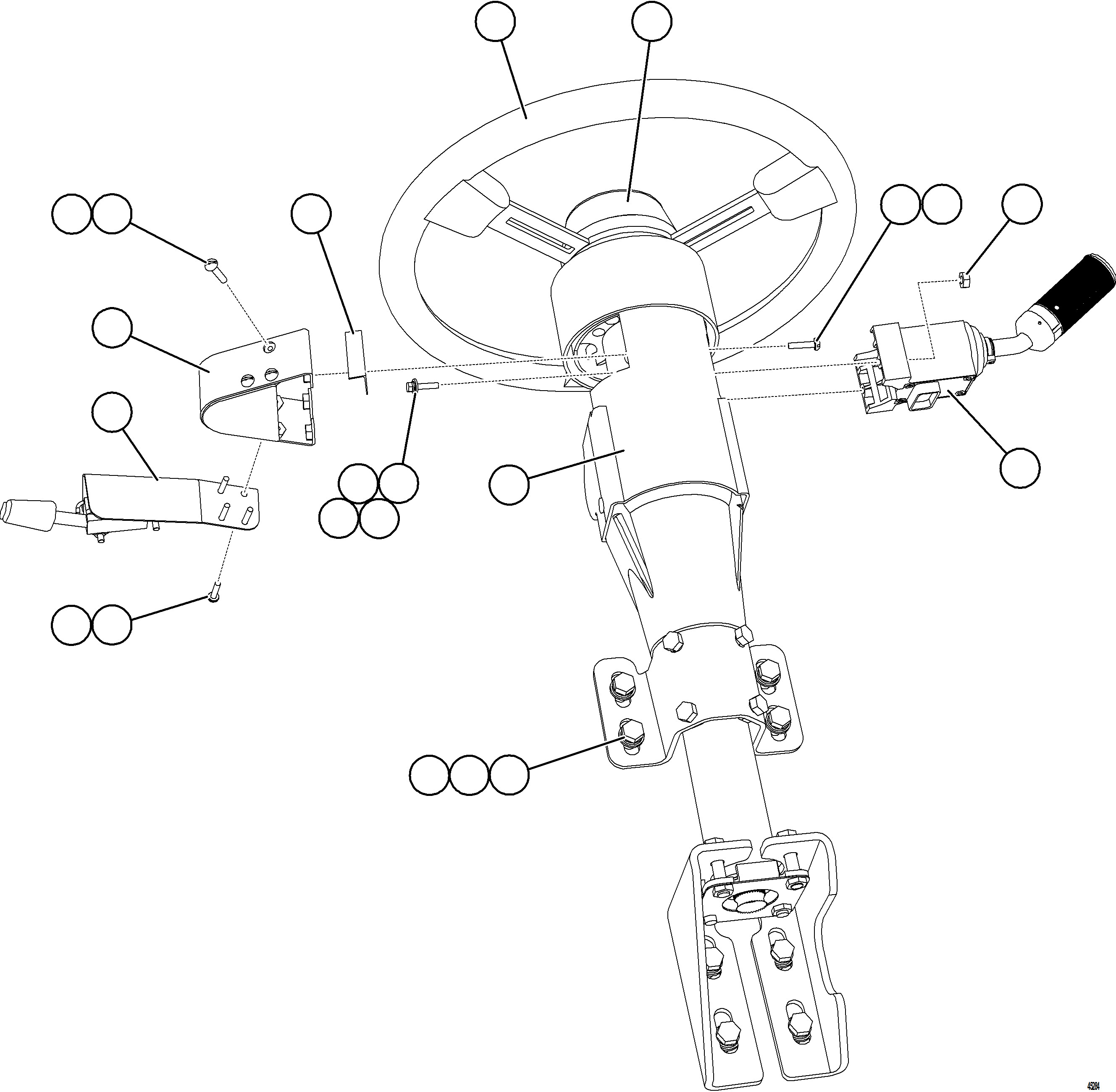Komatsu parts book diagram for AFE69-Q 730E-8 S/N A40064, A40067  ASSMANG: STEERING COLUMN INSTALLATION