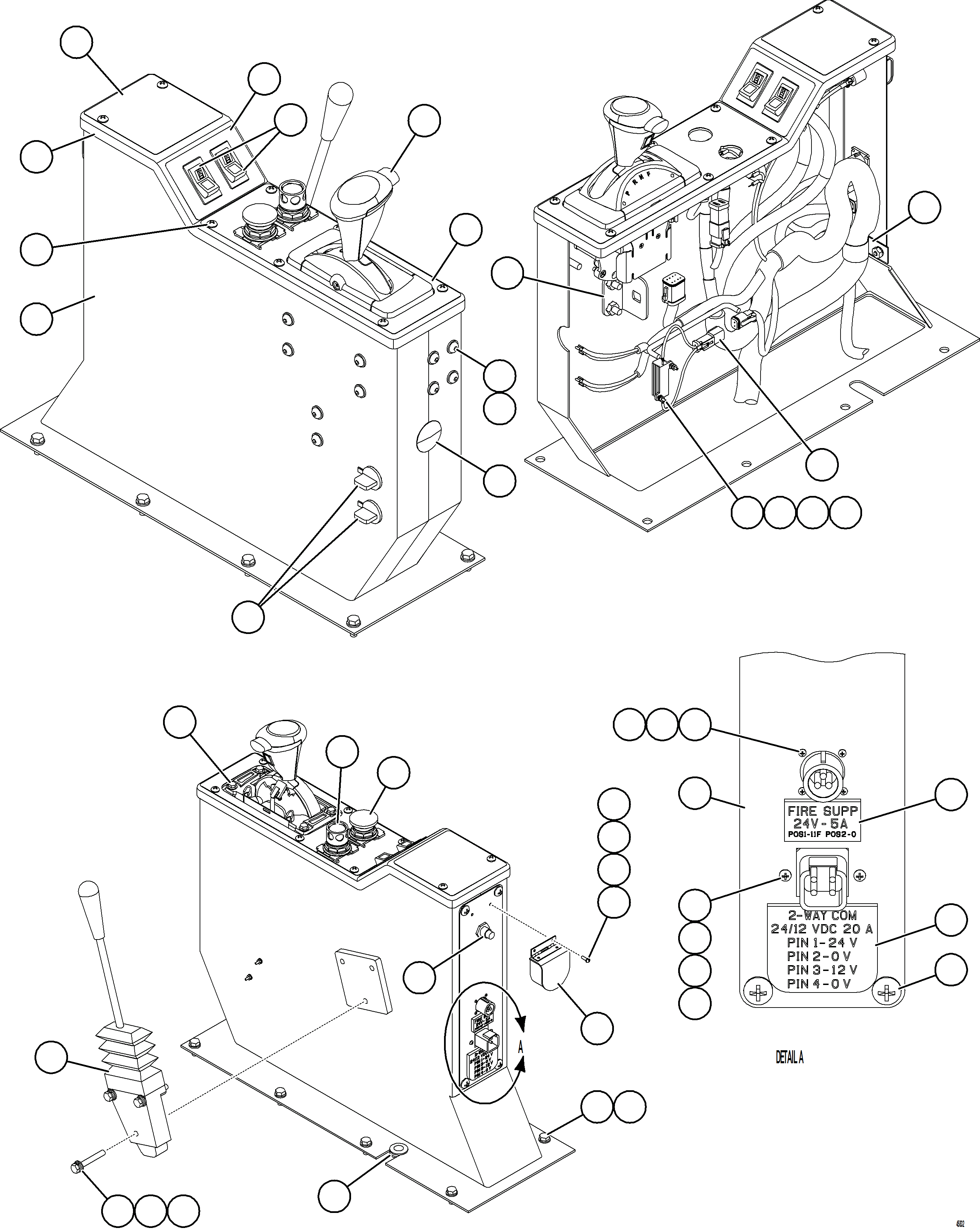 Komatsu parts book diagram for AFE69-Q 730E-8 S/N A40064, A40067  ASSMANG: CENTER CONSOLE MODULE