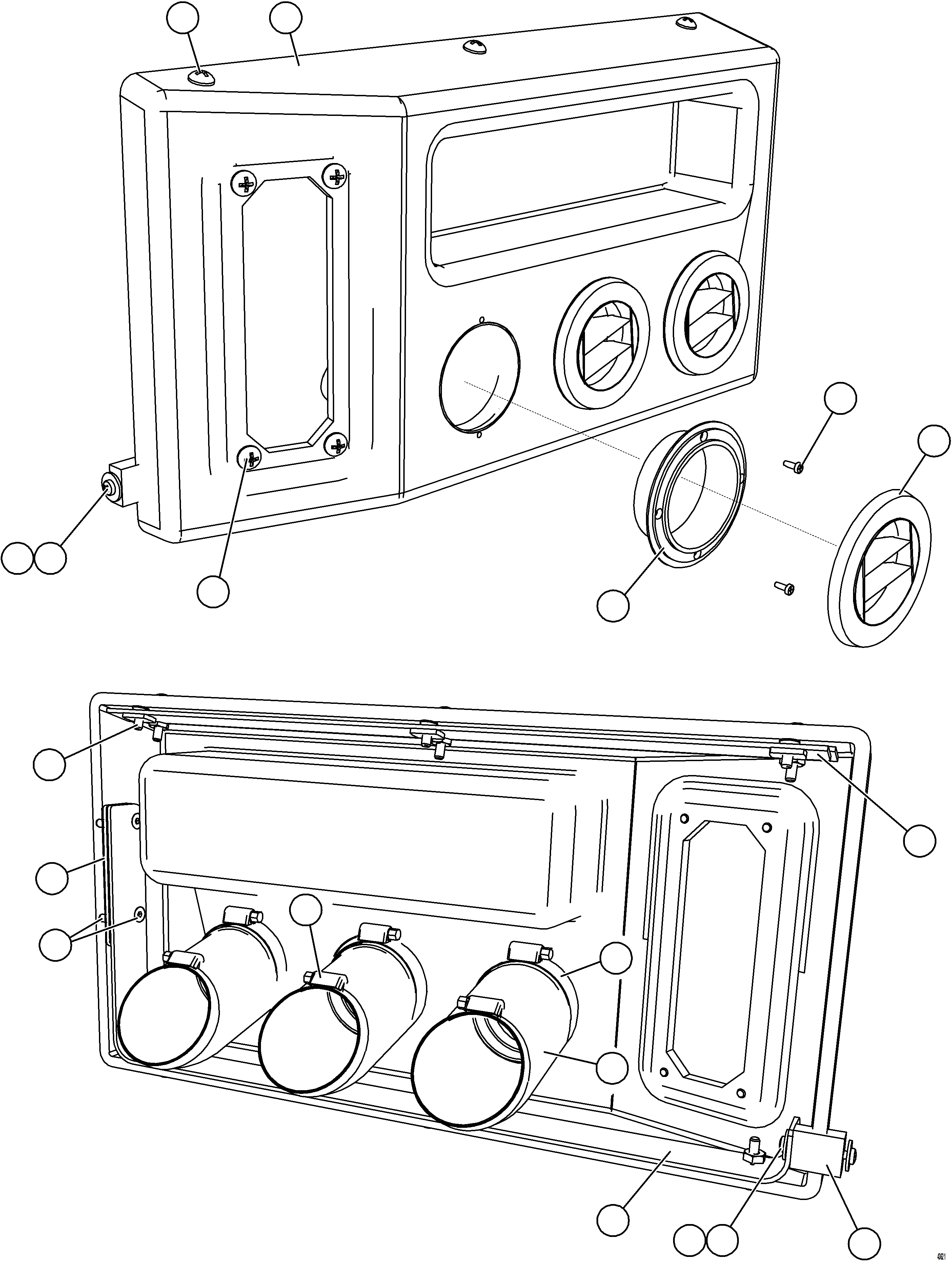 Komatsu parts book diagram for AFE69-Q 730E-8 S/N A40064, A40067  ASSMANG: HEATER/AIR CONDITIONER DASH MODULE