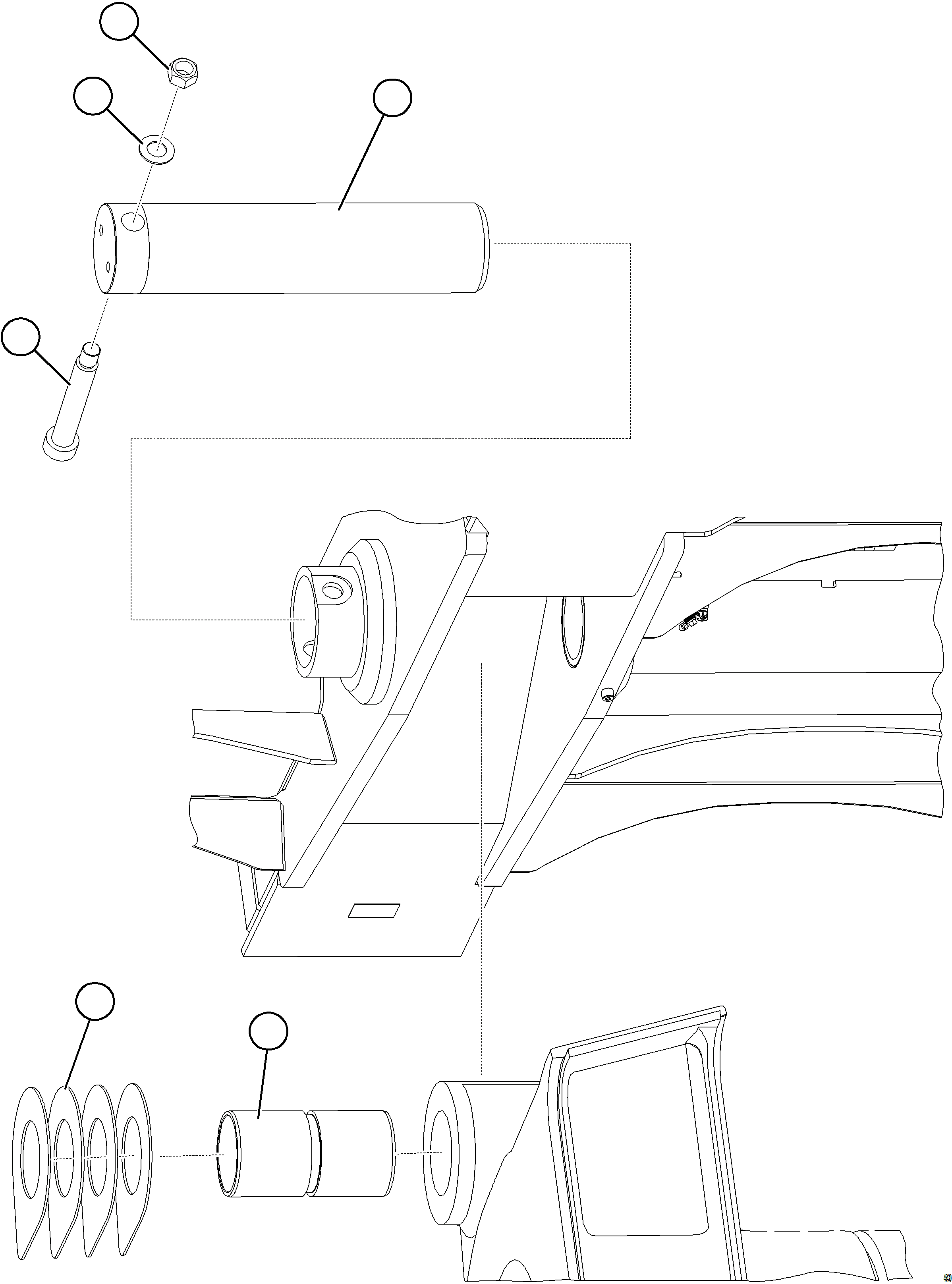 Komatsu parts book diagram for AFE69-Q 730E-8 S/N A40064, A40067  ASSMANG: BODY PIVOT