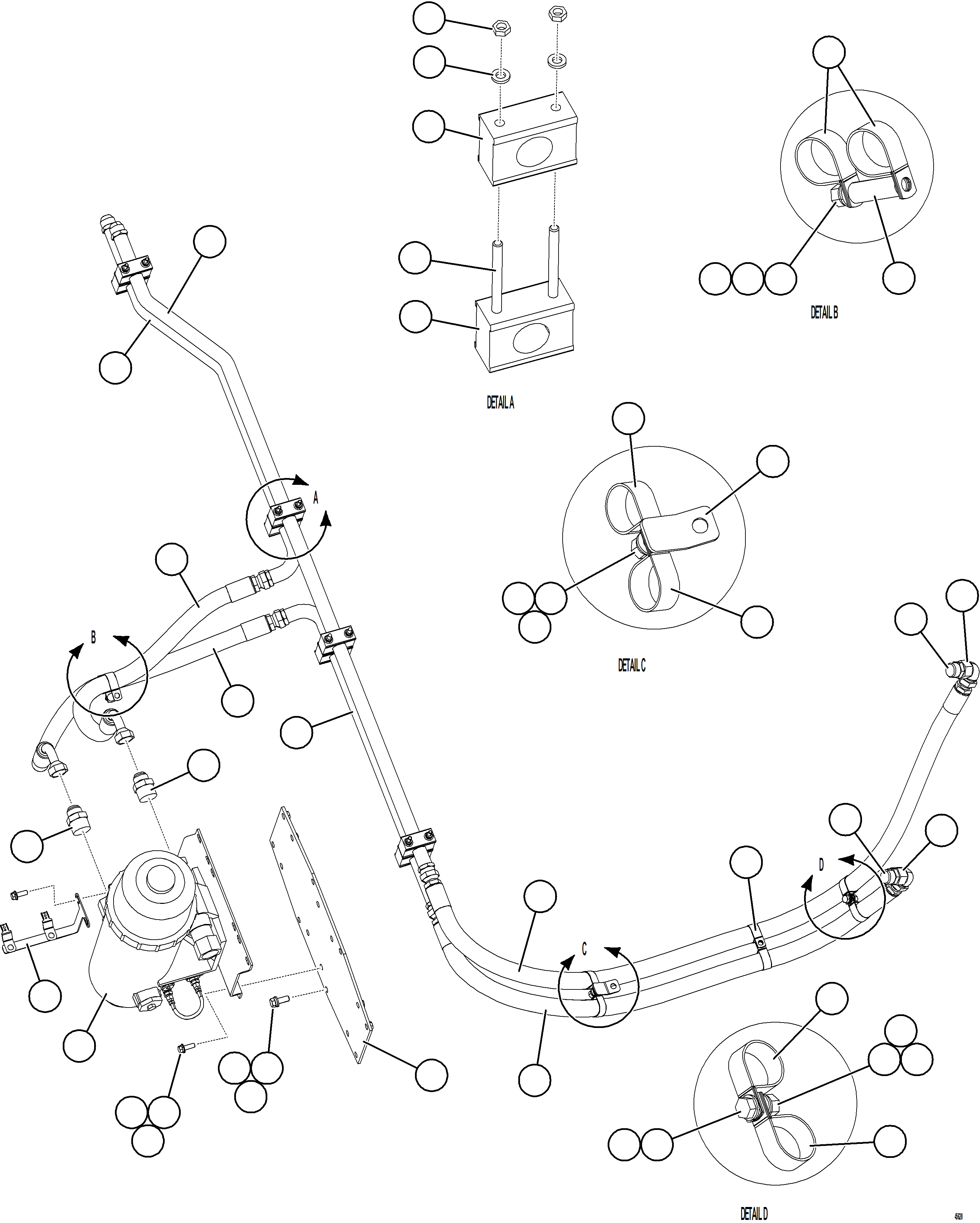 Komatsu parts book diagram for AFE69-Q 730E-8 S/N A40064, A40067  ASSMANG: FUEL SYSTEM PIPING    2/2