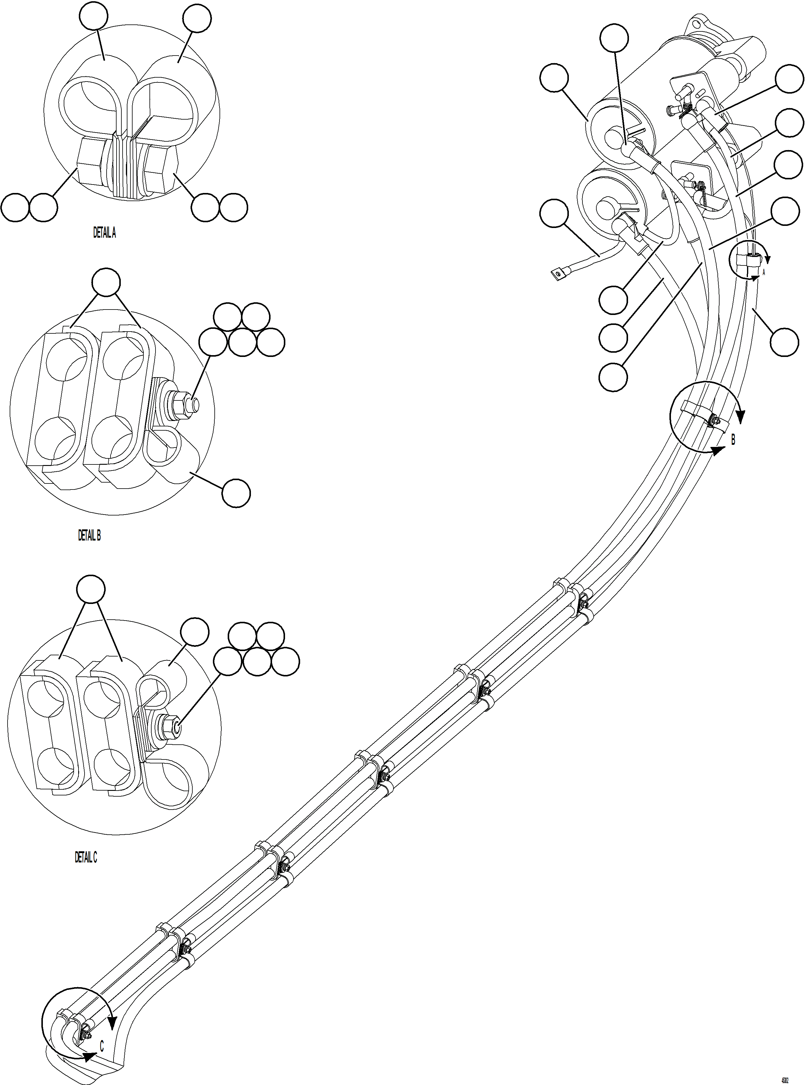 Komatsu parts book diagram for AFE69-Q 730E-8 S/N A40064, A40067  ASSMANG: STARTING SYSTEM WIRING    1/3