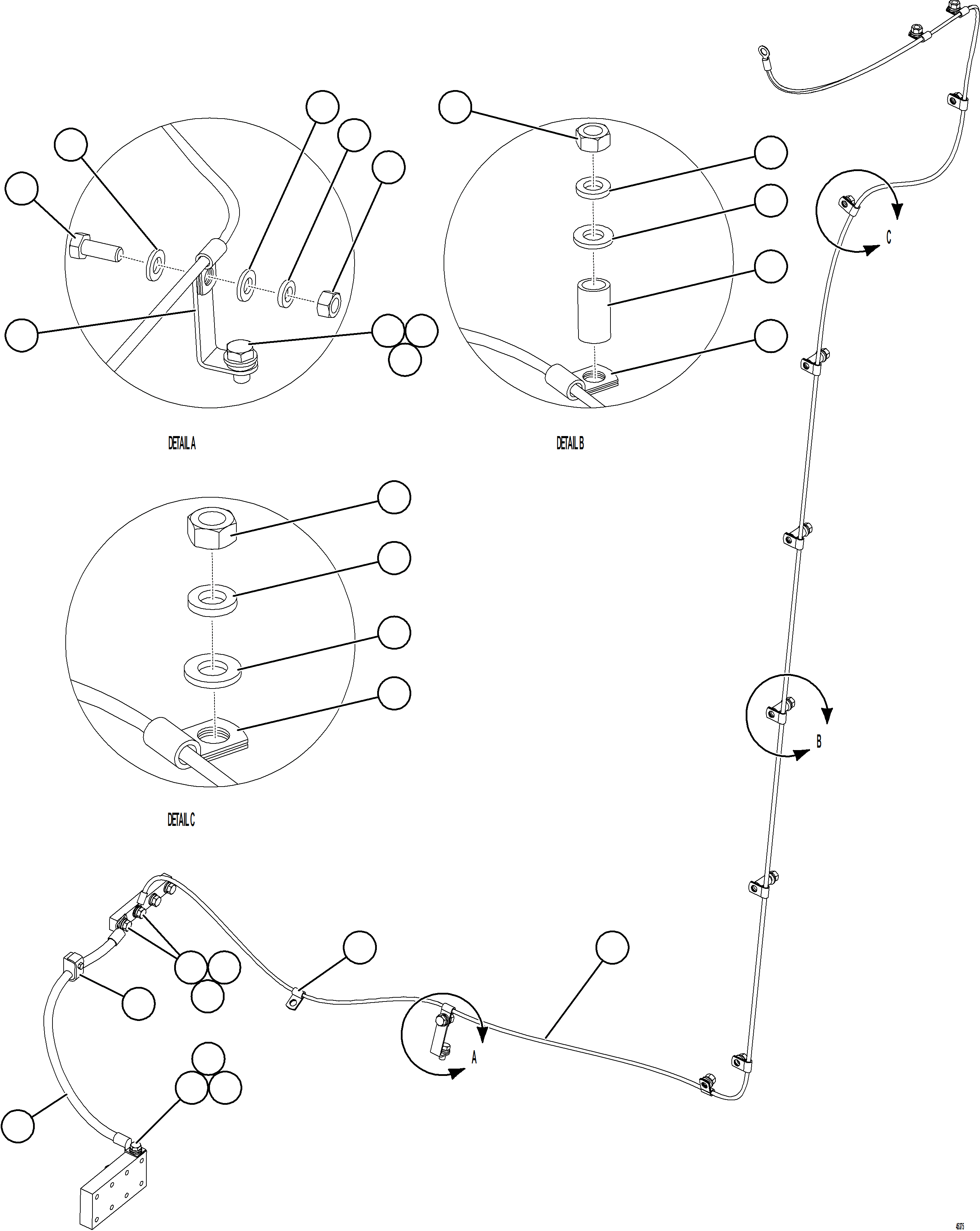 Komatsu parts book diagram for AFE69-Q 730E-8 S/N A40064, A40067  ASSMANG: GROUND WIRES