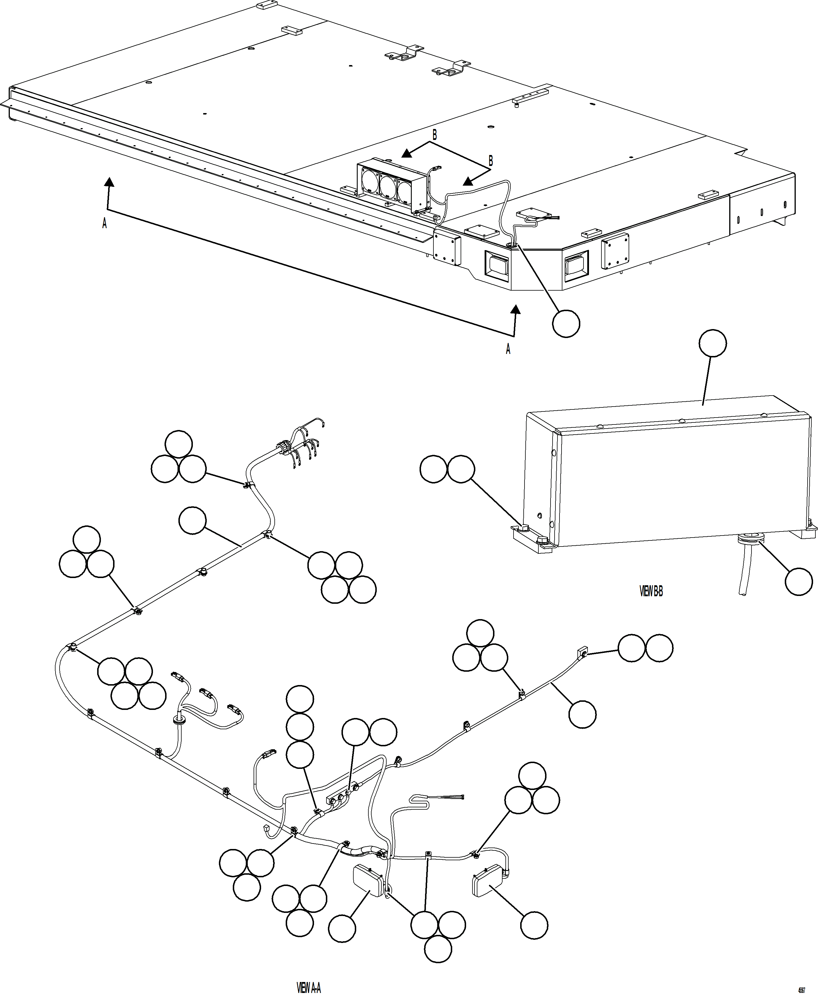 Komatsu parts book diagram for AFE69-Q 730E-8 S/N A40064, A40067  ASSMANG: RH DECK LIGHTS & WIRING