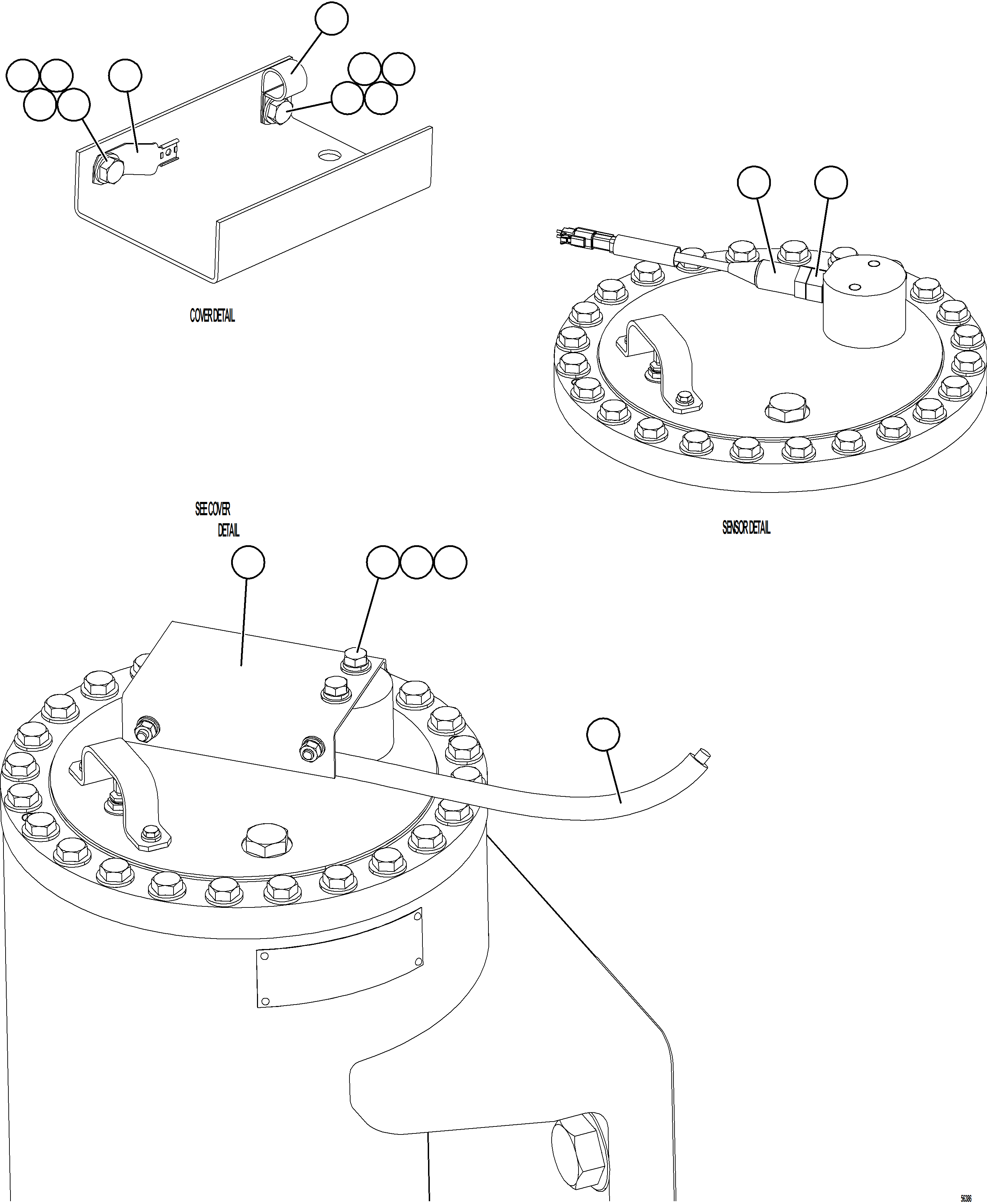 Komatsu parts book diagram for AFE69-Q 730E-8 S/N A40064, A40067  ASSMANG: PLM SENSOR - FRONT SUSPENSIONS
