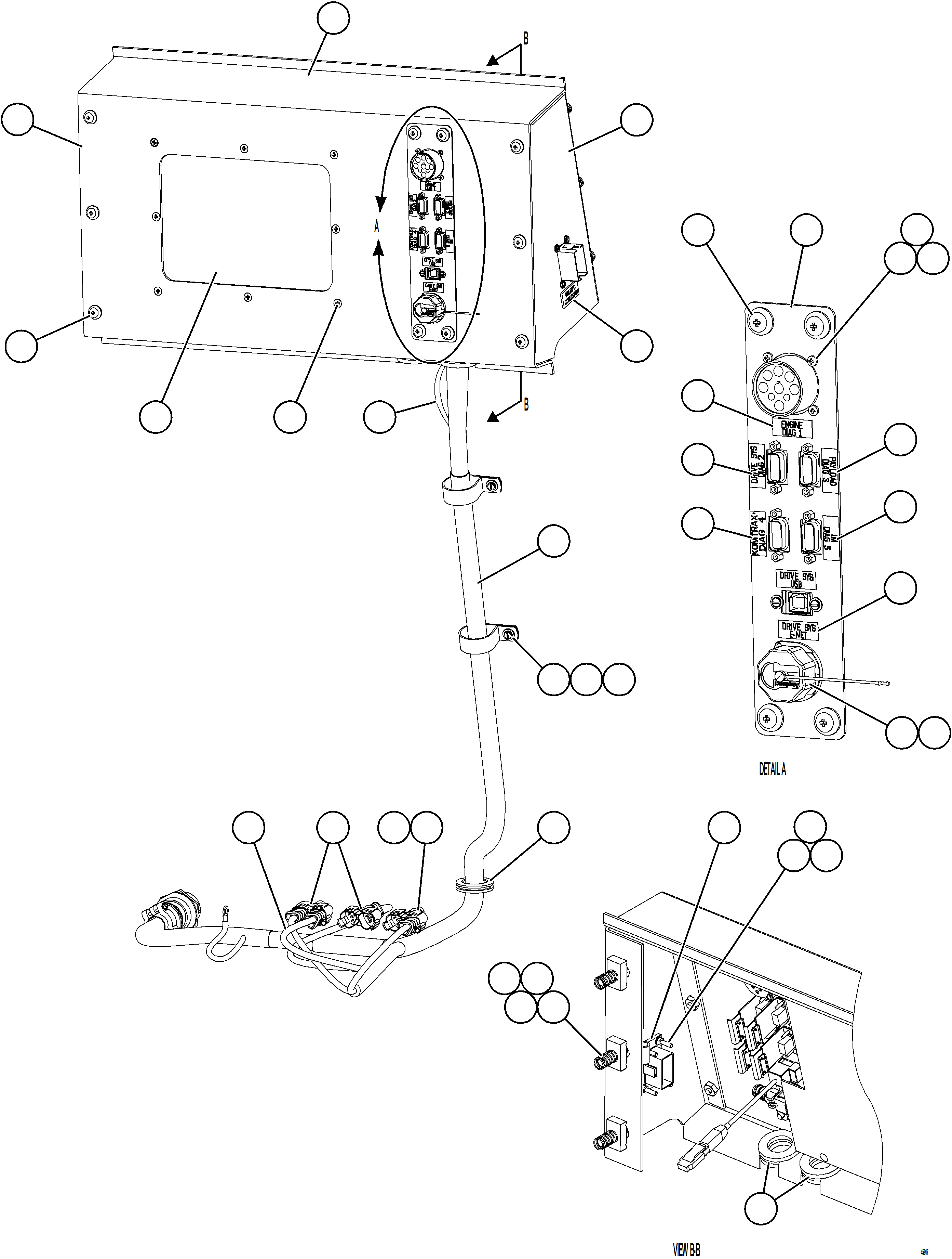 Komatsu parts book diagram for AFE69-Q 730E-8 S/N A40064, A40067  ASSMANG: DID PANEL INSTALLATION