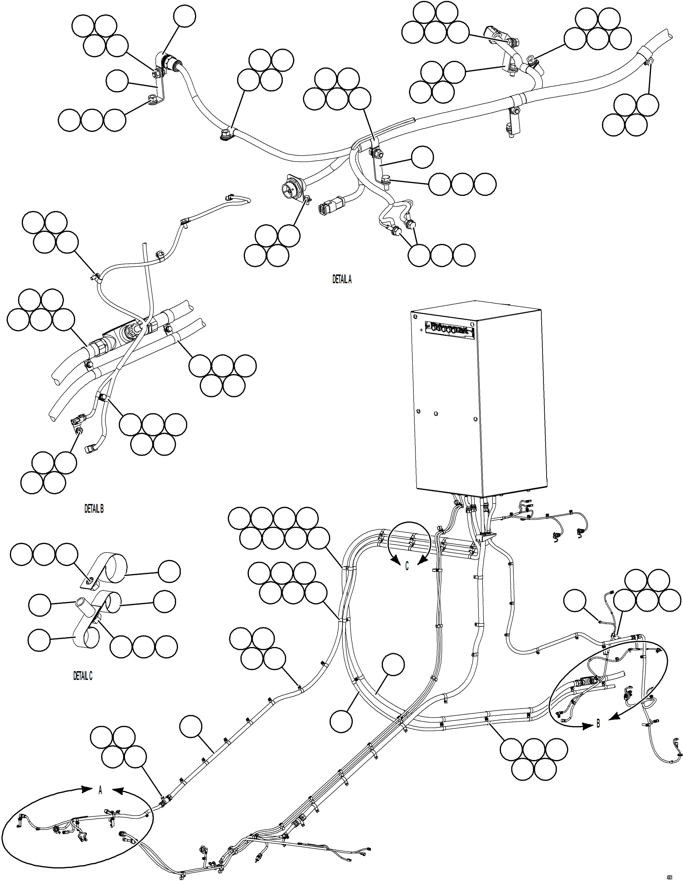 Komatsu parts book diagram for AFE69-Q 730E-8 S/N A40064, A40067  ASSMANG: AUXILIARY CONTROL CABINET EXTERNAL WIRING    3/4