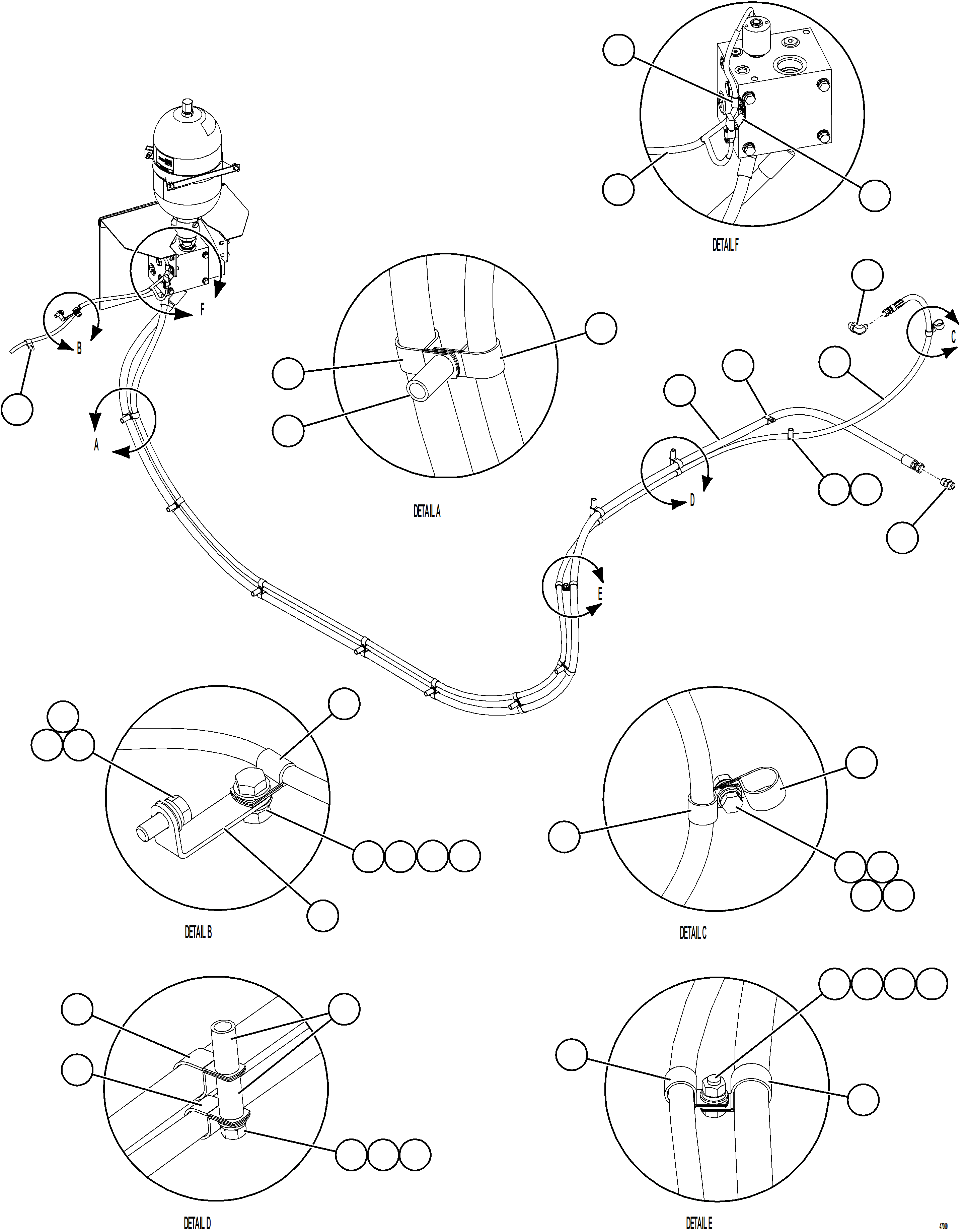 Komatsu parts book diagram for AFE69-Q 730E-8 S/N A40064, A40067  ASSMANG: ACCESSORY DRIVE PIPING    1/2