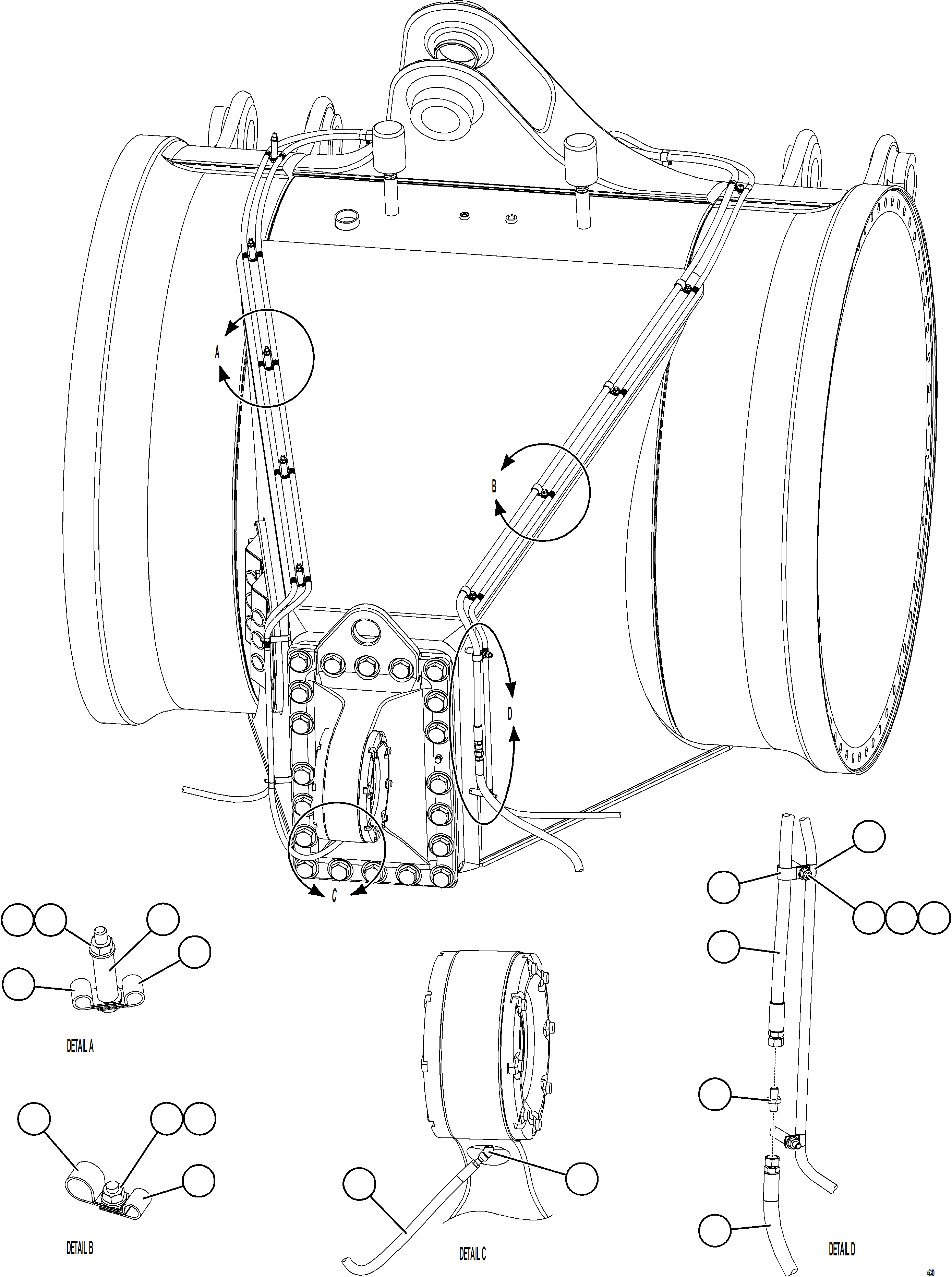 Komatsu parts book diagram for AFE69-Q 730E-8 S/N A40064, A40067  ASSMANG: AUTOMATIC LUBRICATION - REAR AXLE & PIVOT