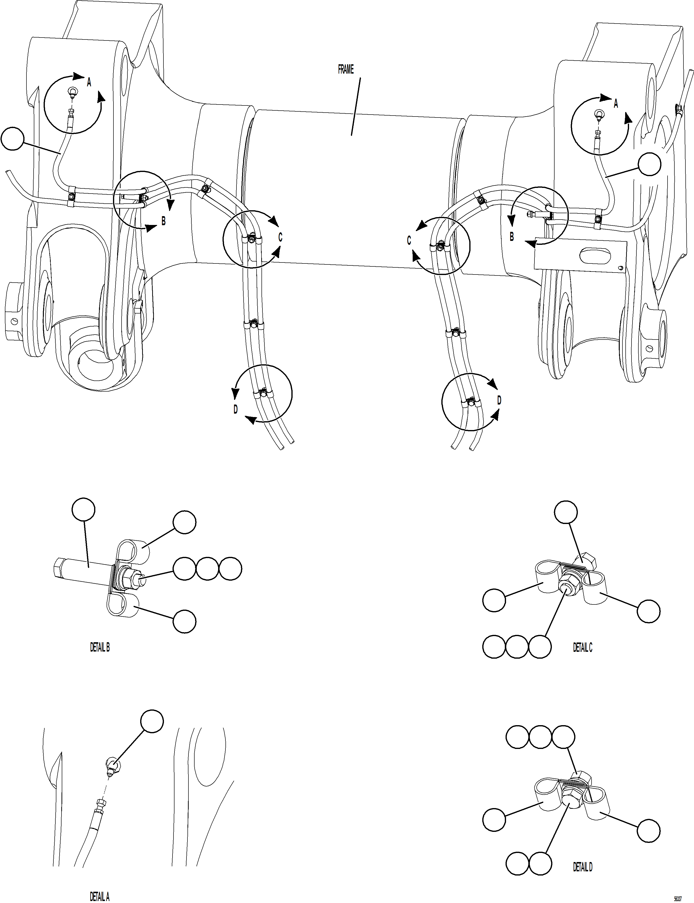 Komatsu parts book diagram for AFE69-Q 730E-8 S/N A40064, A40067  ASSMANG: AUTOMATIC LUBRICATION - BODY PIVOT