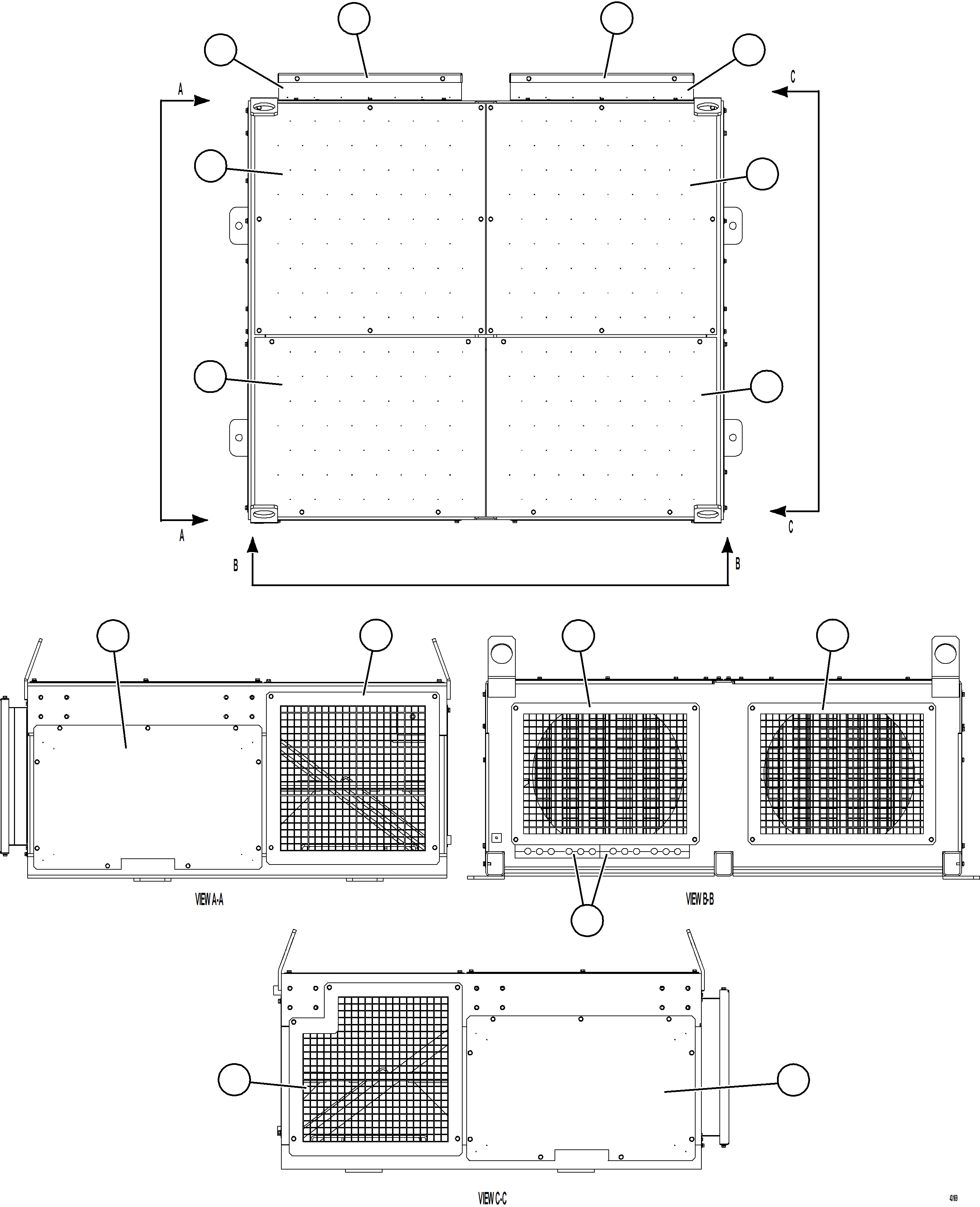 Komatsu parts book diagram for AFE69-Q 730E-8 S/N A40064, A40067  ASSMANG: RETARDING GRID    1/6    PC3119