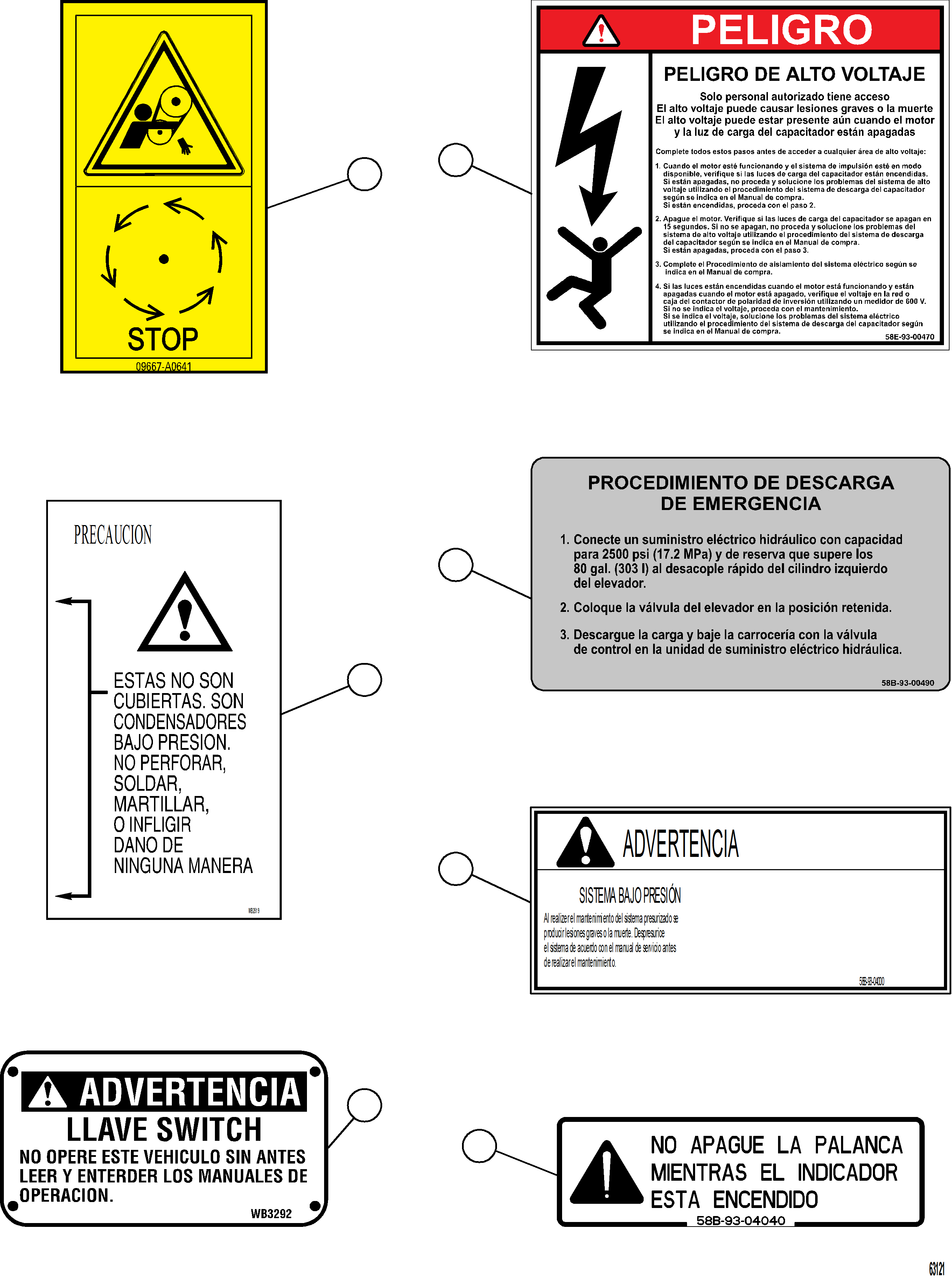 Komatsu parts book diagram for AFE73-T 980E-4 S/N A40160 - A40162  BUENAVISTA: DECALS & WARNINGS (SPANISH)    5/6