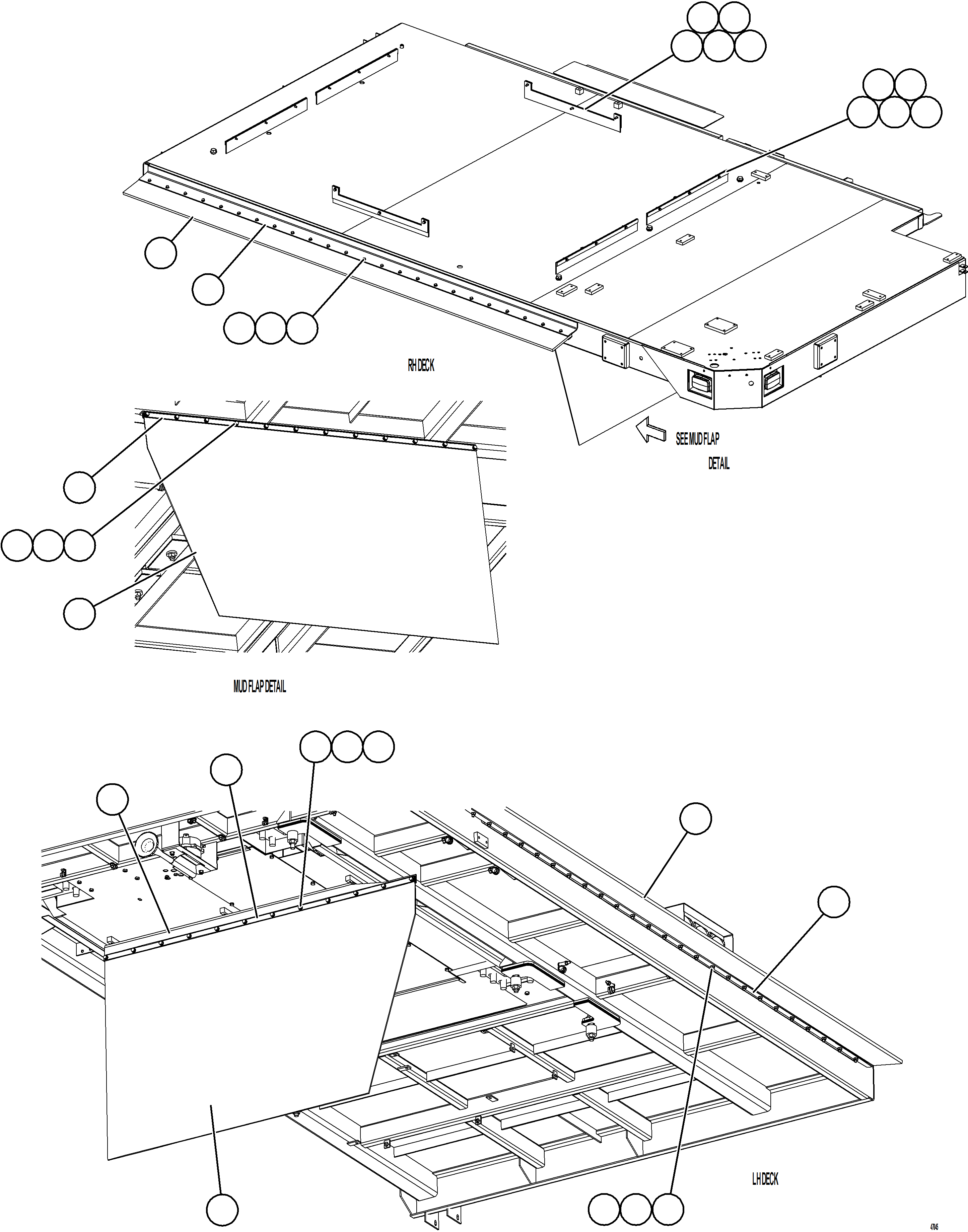 Komatsu parts book diagram for AFE73-T 980E-4 S/N A40160 - A40162  BUENAVISTA: DECK MUD FLAPS