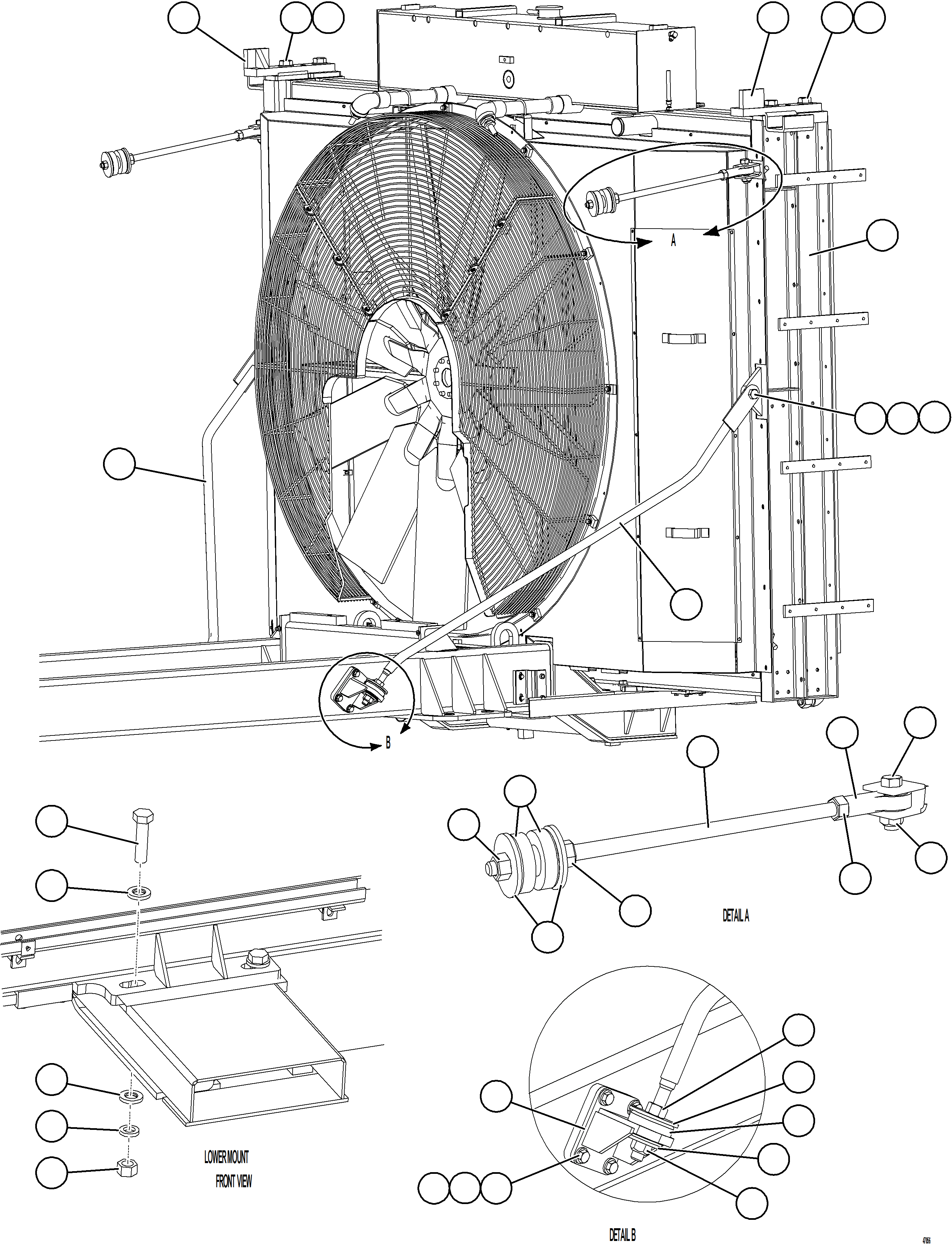 Komatsu parts book diagram for AFE73-T 980E-4 S/N A40160 - A40162  BUENAVISTA: RADIATOR INSTALLATION