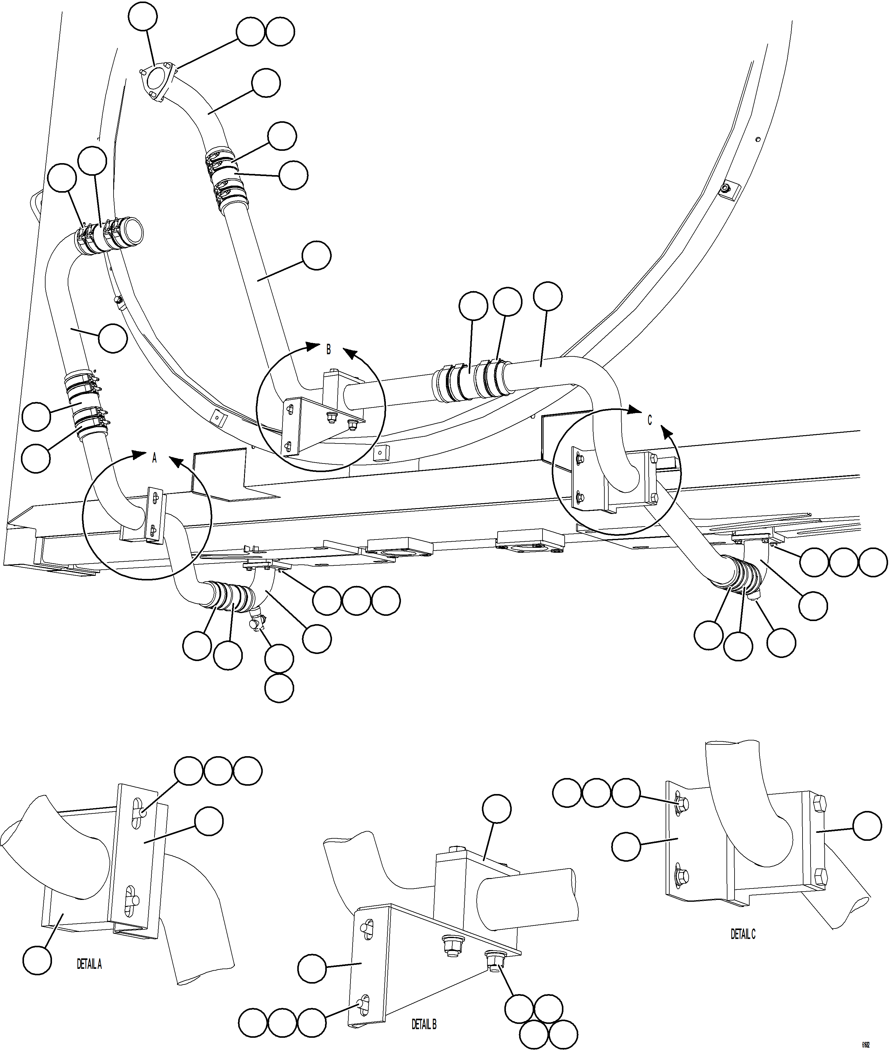 Komatsu parts book diagram for AFE73-T 980E-4 S/N A40160 - A40162  BUENAVISTA: COOLING SYSTEM PIPING    3/4