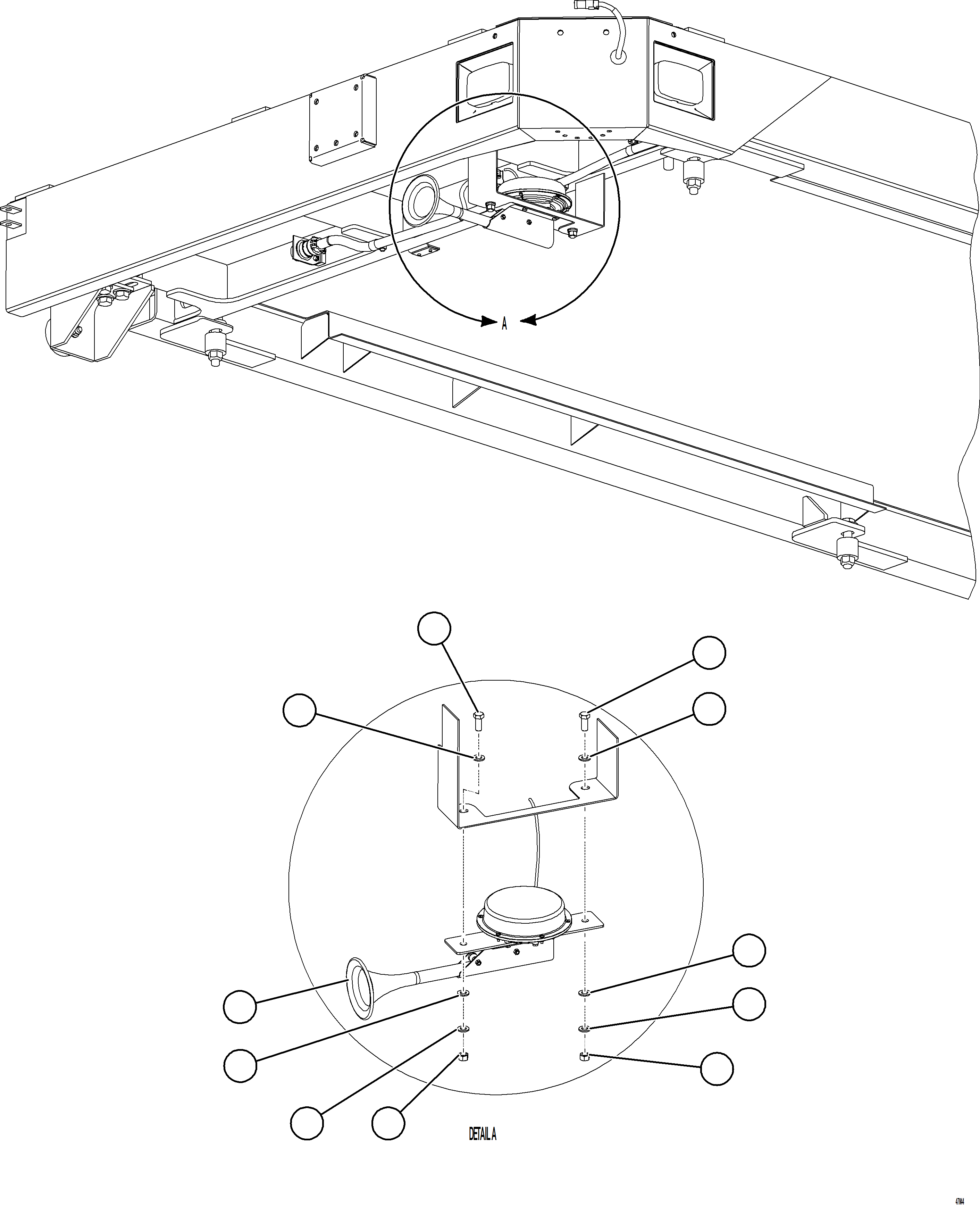 Komatsu parts book diagram for AFE73-T 980E-4 S/N A40160 - A40162  BUENAVISTA: HORN INSTALLATION