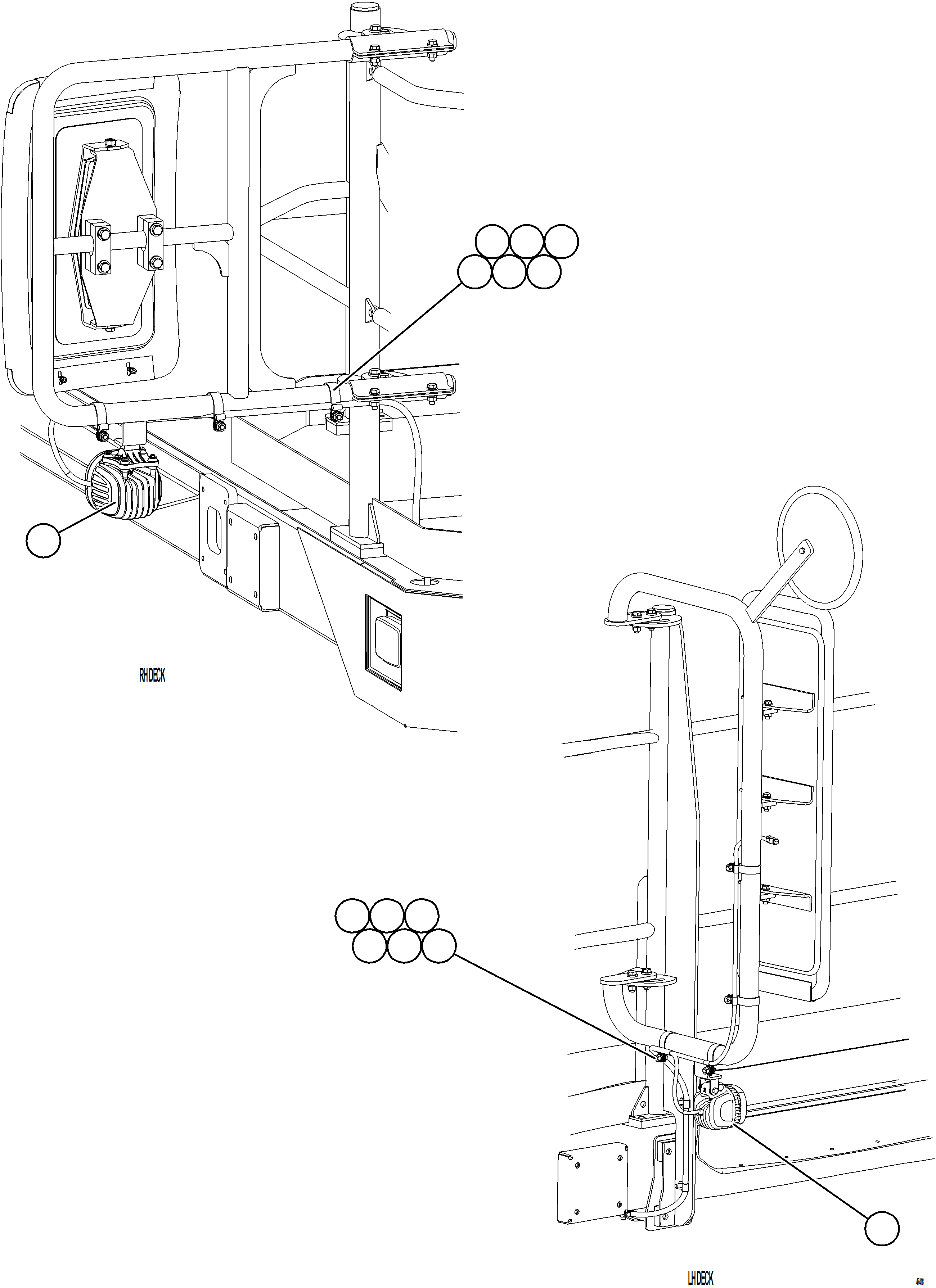 Komatsu parts book diagram for AFE73-T 980E-4 S/N A40160 - A40162  BUENAVISTA: MIRROR MOUNTED FLOOD LIGHTS