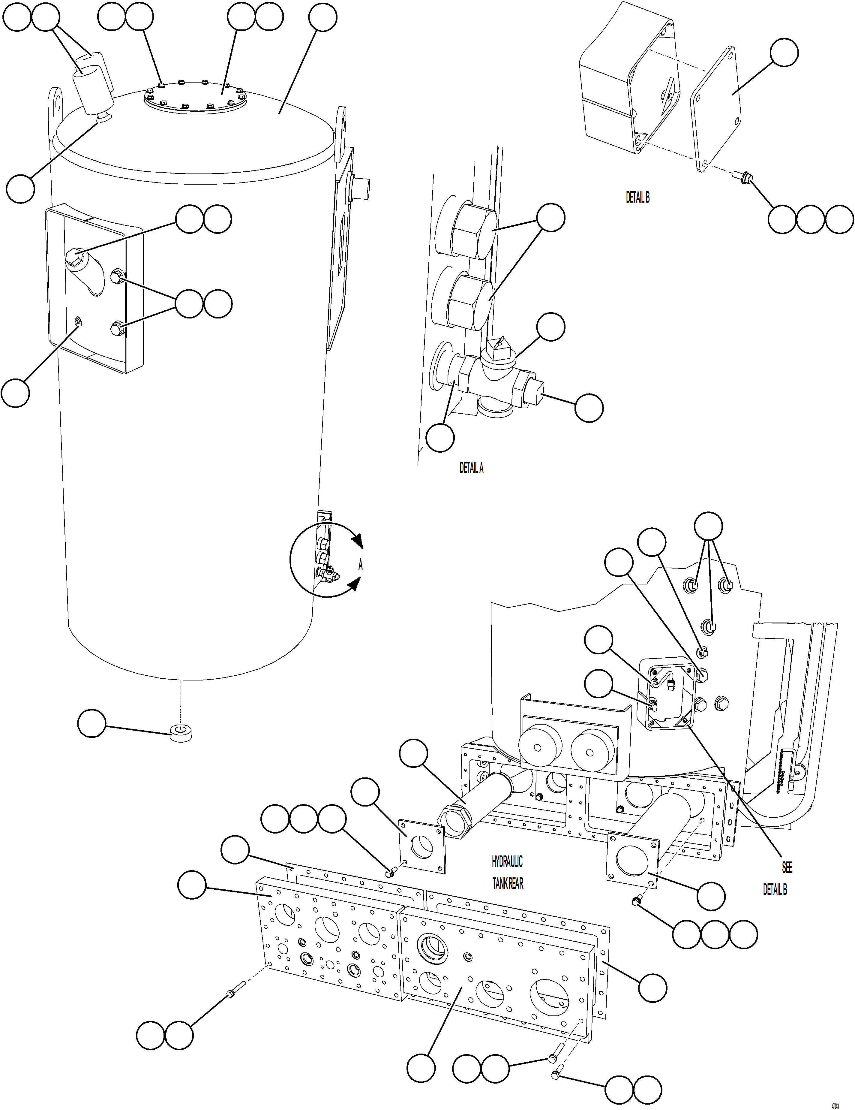 Komatsu parts book diagram for AFE73-T 980E-4 S/N A40160 - A40162  BUENAVISTA: HYDRAULIC TANK ASSEMBLY