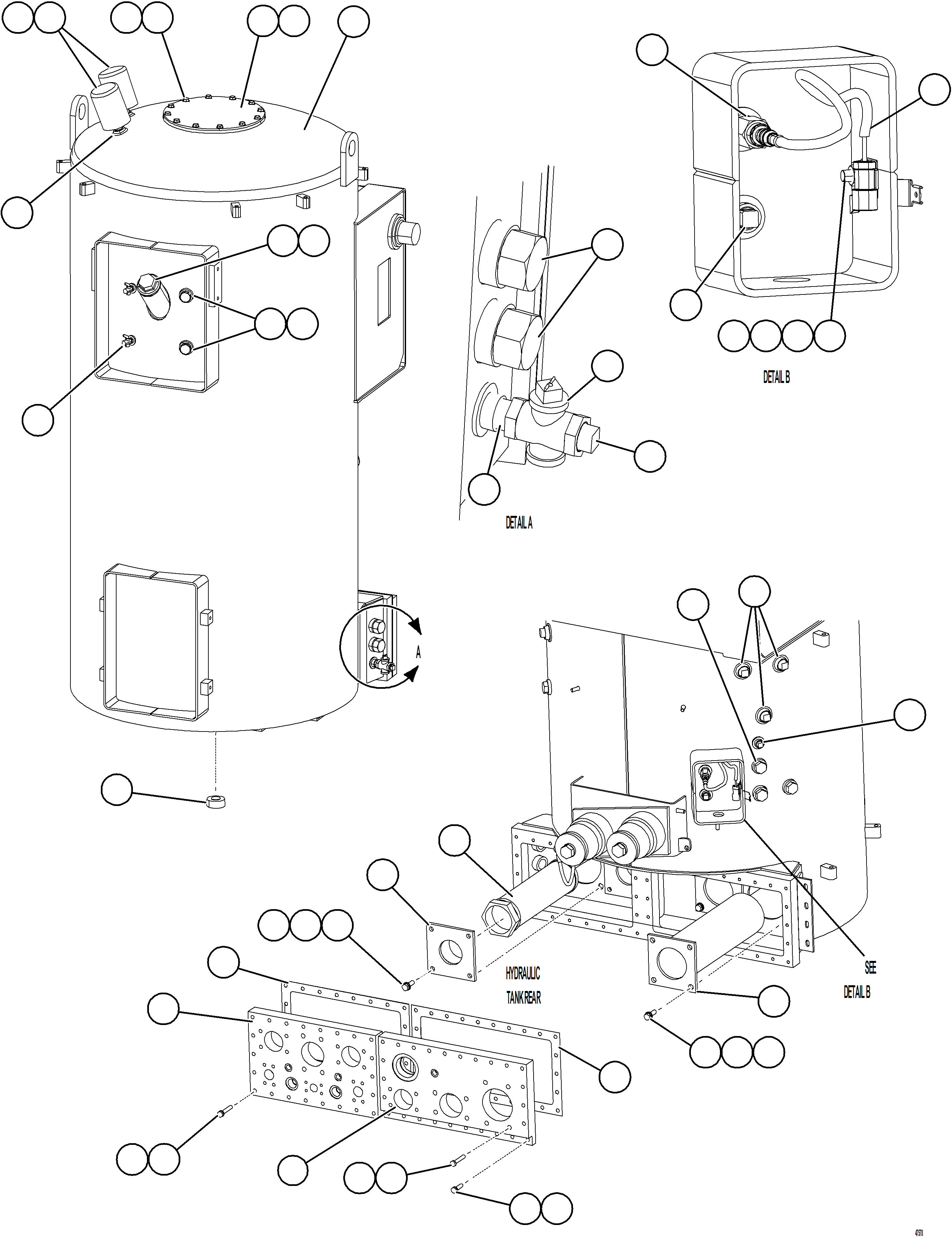 Komatsu parts book diagram for AFE73-T 980E-4 S/N A40160 - A40162  BUENAVISTA: HYDRAULIC TANK ASSEMBLY