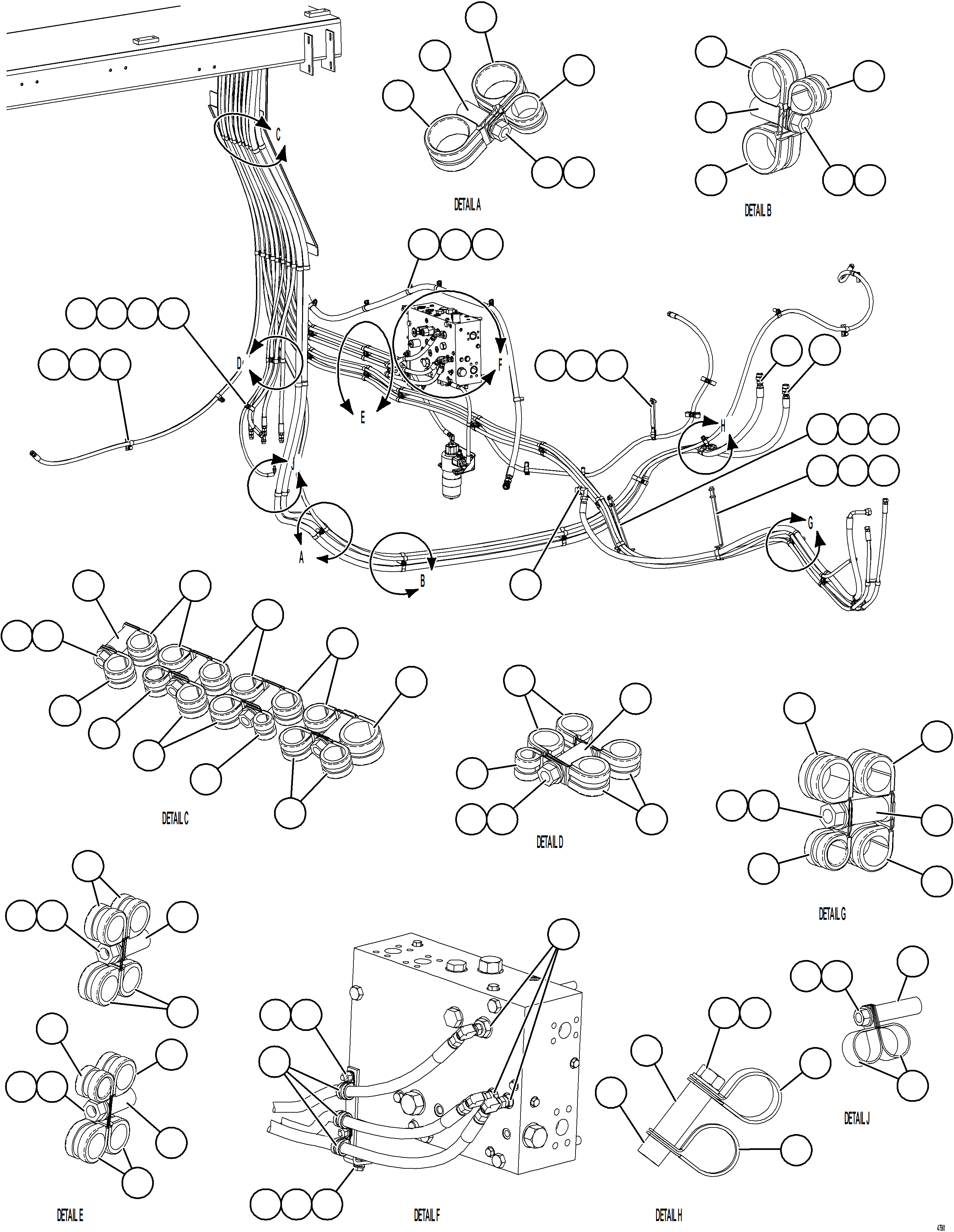 Komatsu parts book diagram for AFE73-T 980E-4 S/N A40160 - A40162  BUENAVISTA: HYDRAULIC BRAKE CABINET HOSE ROUTING    3/3