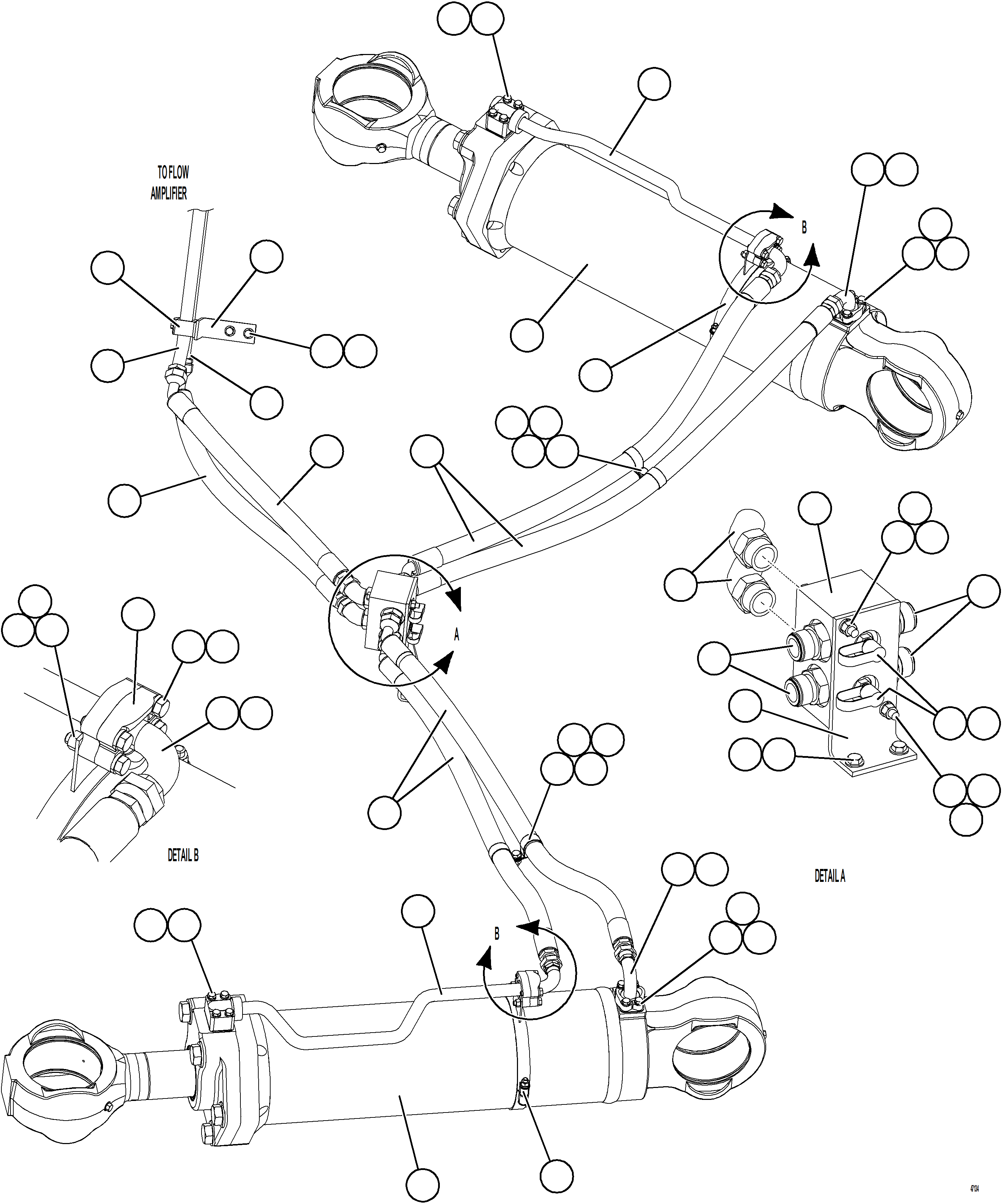 Komatsu parts book diagram for AFE73-T 980E-4 S/N A40160 - A40162  BUENAVISTA: STEERING CYLINDER PIPING