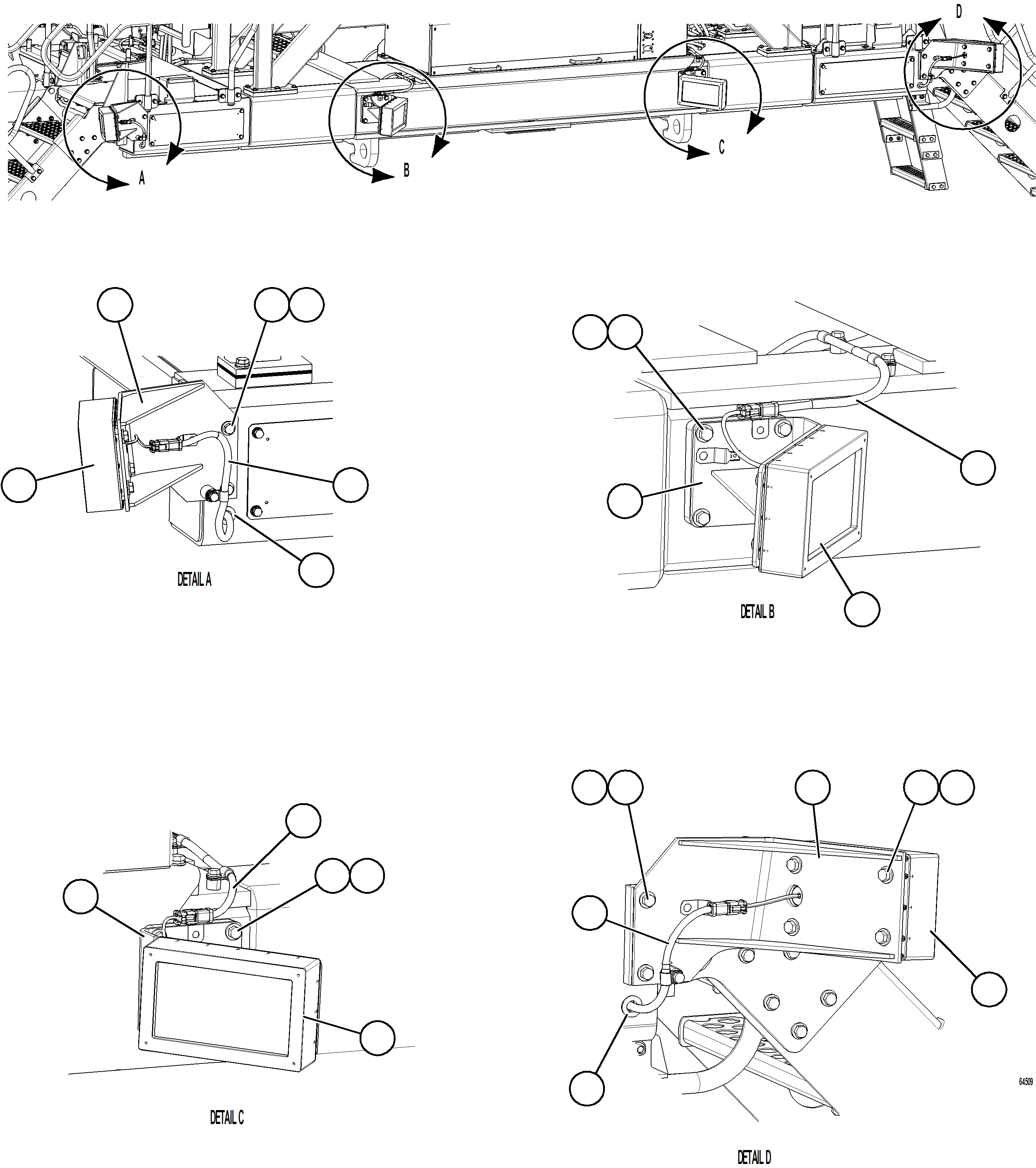Komatsu parts book diagram for AFE73-T 980E-4 S/N A40160 - A40162  BUENAVISTA: KOMVISION RADAR INSTALLATION - FRONT