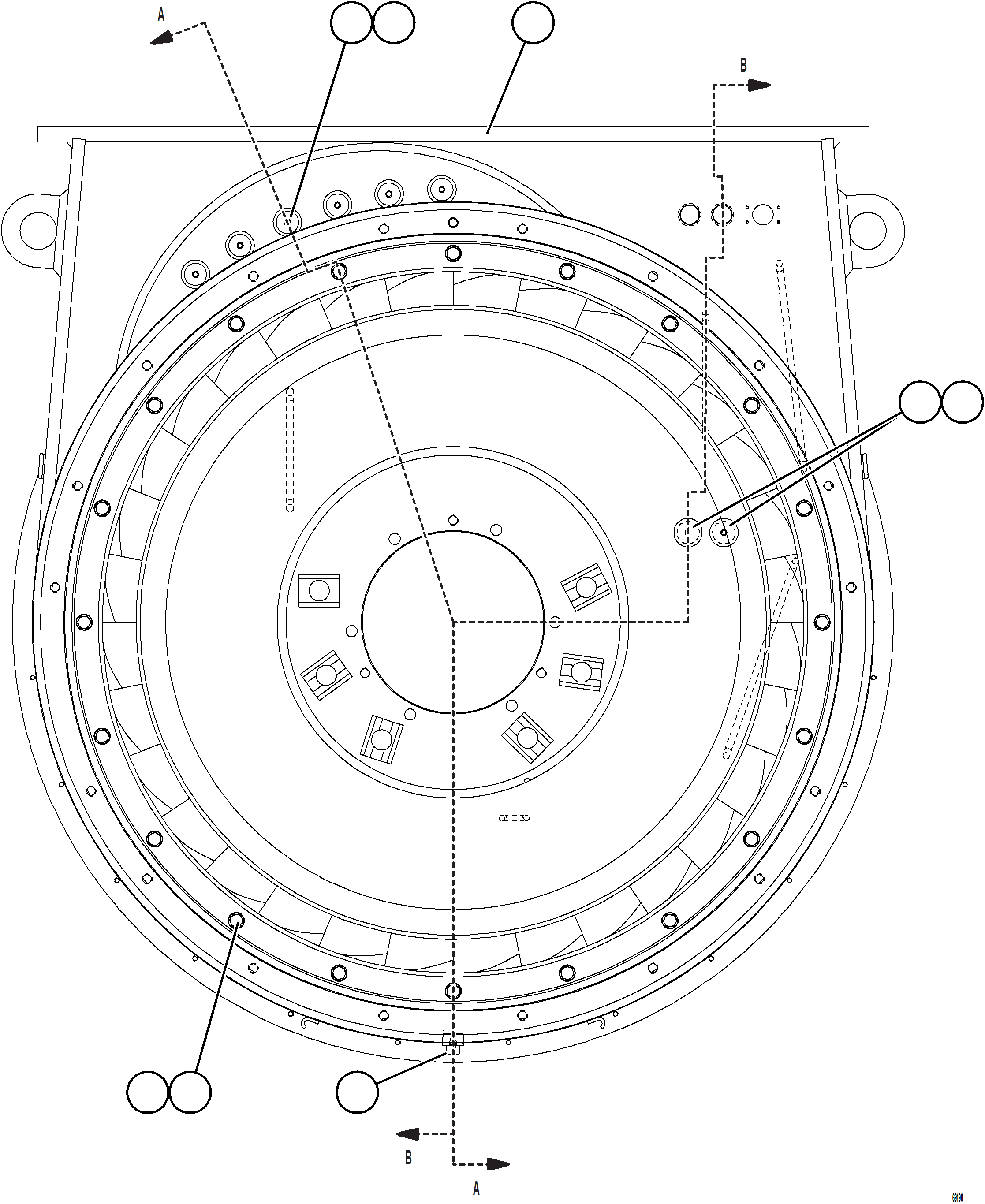Komatsu parts book diagram for AFE73-T 980E-4 S/N A40160 - A40162  BUENAVISTA: ALTERNATOR FRAMEHEAD ASSEMBLY  58B-06-07180    1/4