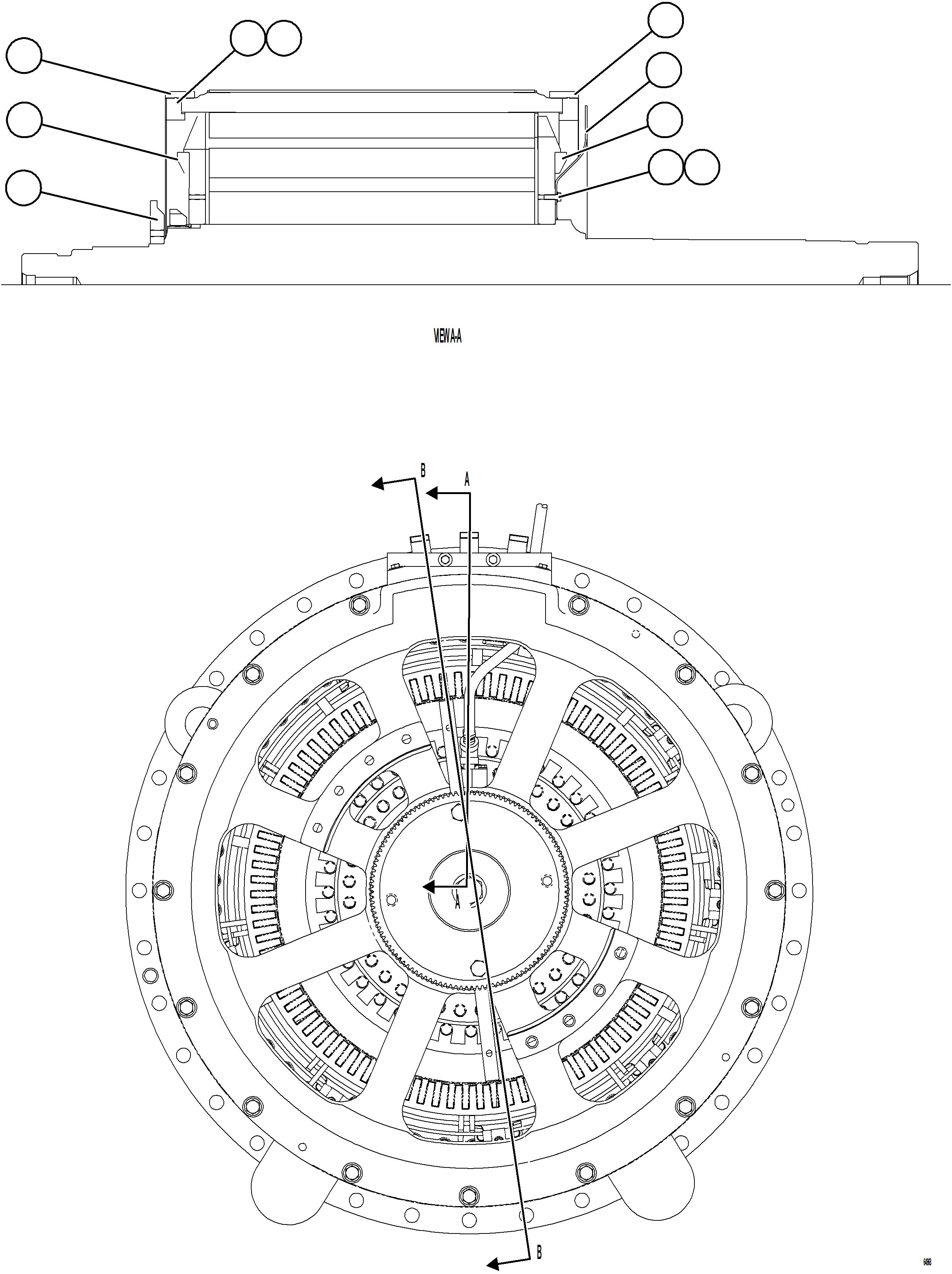 Komatsu parts book diagram for AFE73-T 980E-4 S/N A40160 - A40162  BUENAVISTA: ELECTRIC WHEEL MOTOR    2/3    58B-06-10372