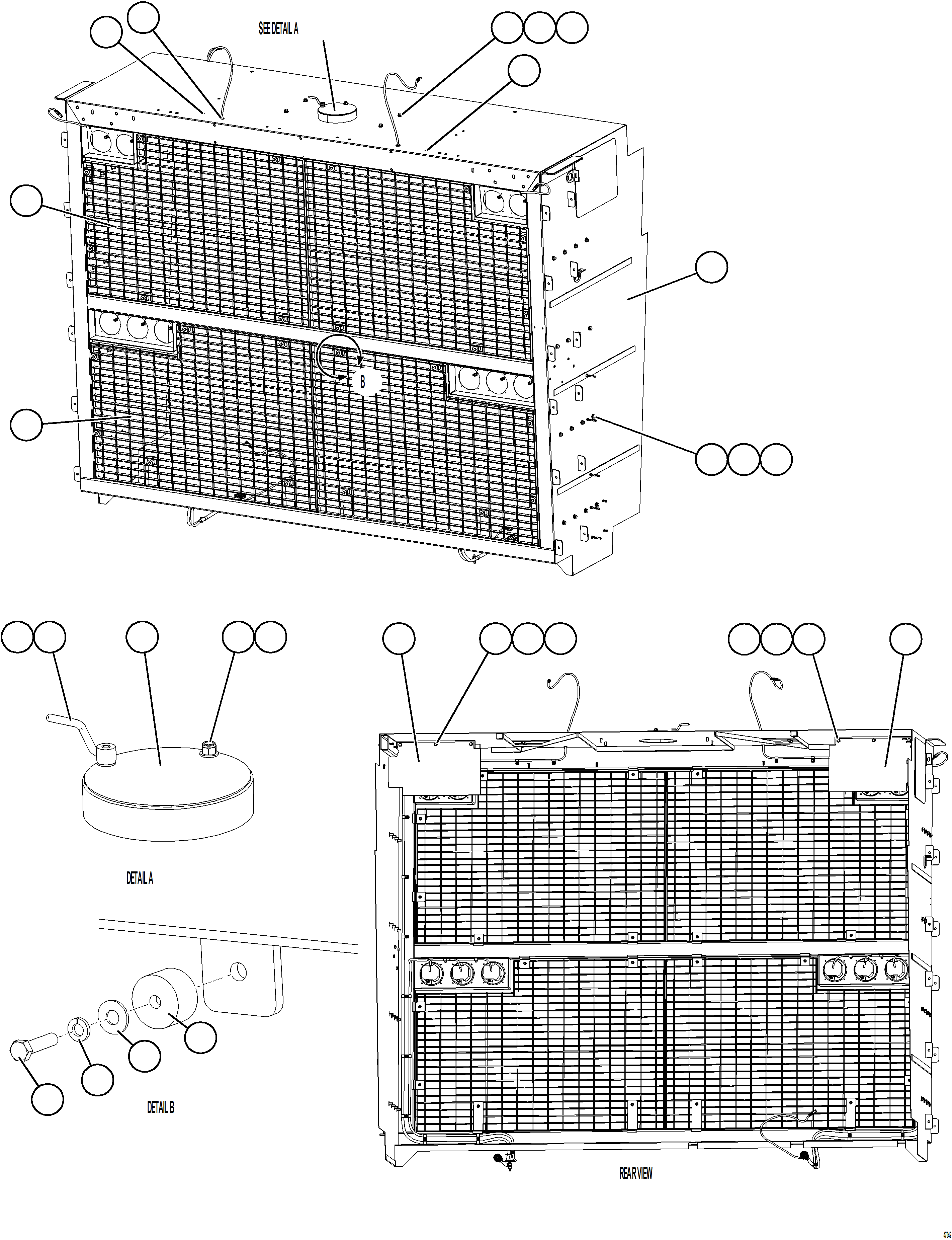 Komatsu parts book diagram for AFE73-V 980E-4 S/N A40166 - A40172  BUENAVISTA: GRILLE INSTALLATION