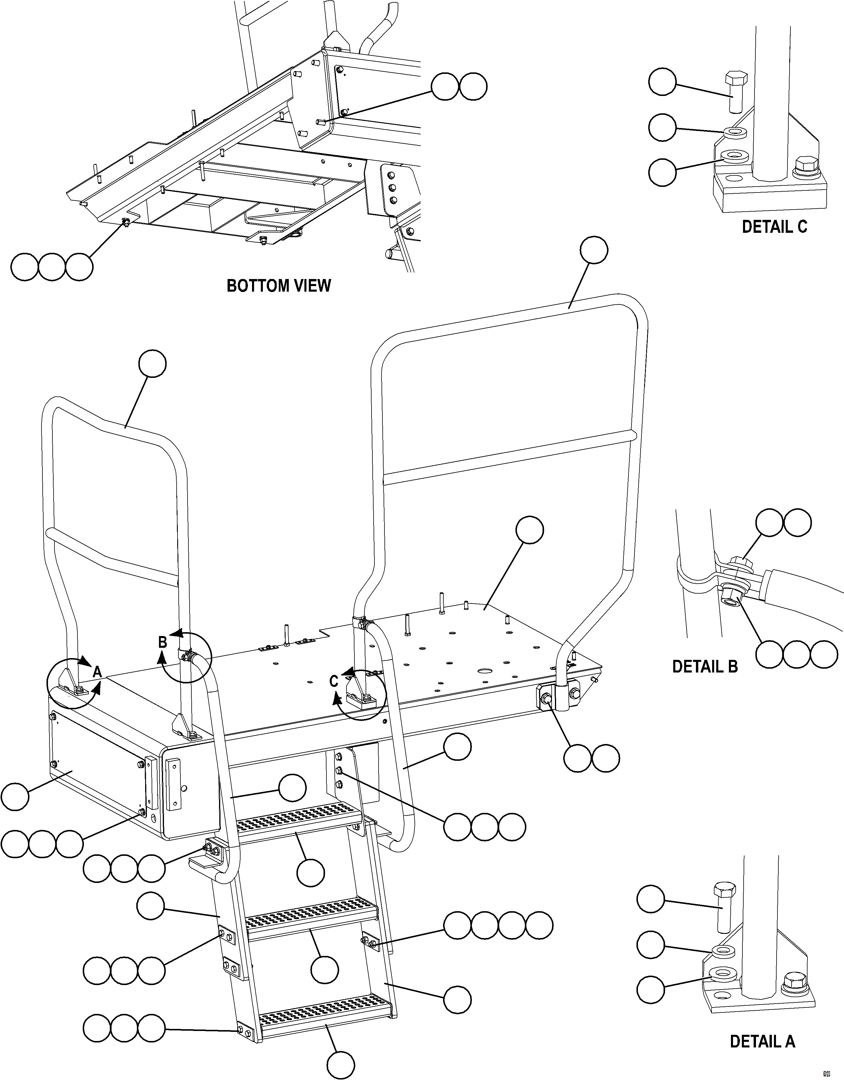 Komatsu parts book diagram for AFE73-V 980E-4 S/N A40166 - A40172  BUENAVISTA: LH STEPS & PLATFORM