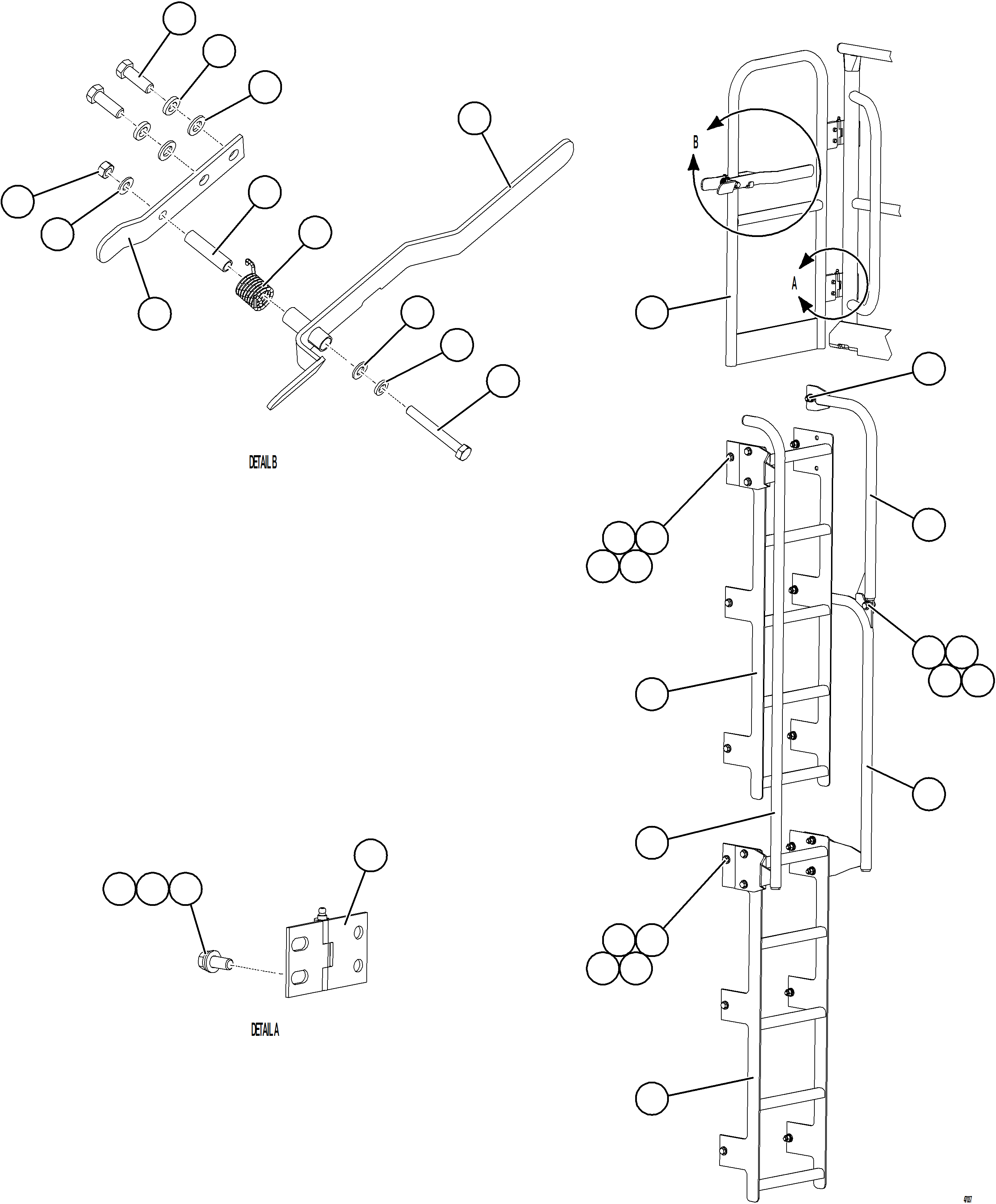 Komatsu parts book diagram for AFE73-V 980E-4 S/N A40166 - A40172  BUENAVISTA: LH GATE & LADDER