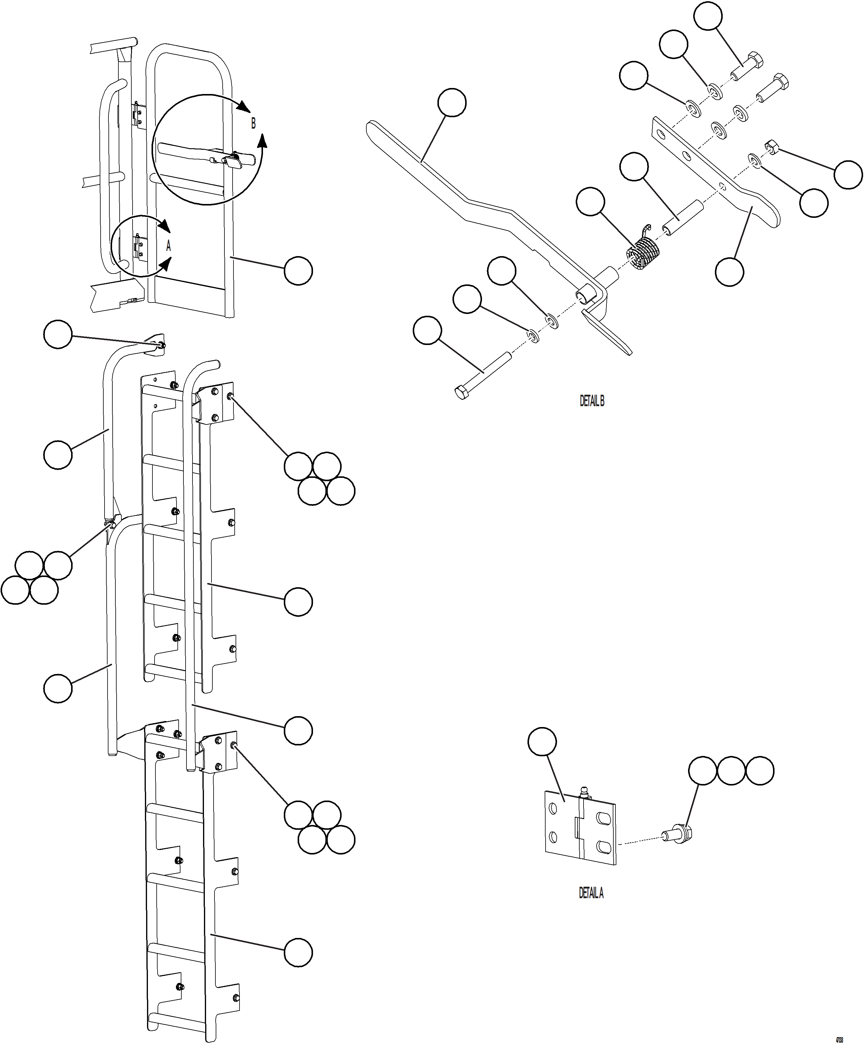 Komatsu parts book diagram for AFE73-V 980E-4 S/N A40166 - A40172  BUENAVISTA: RH GATE & LADDER