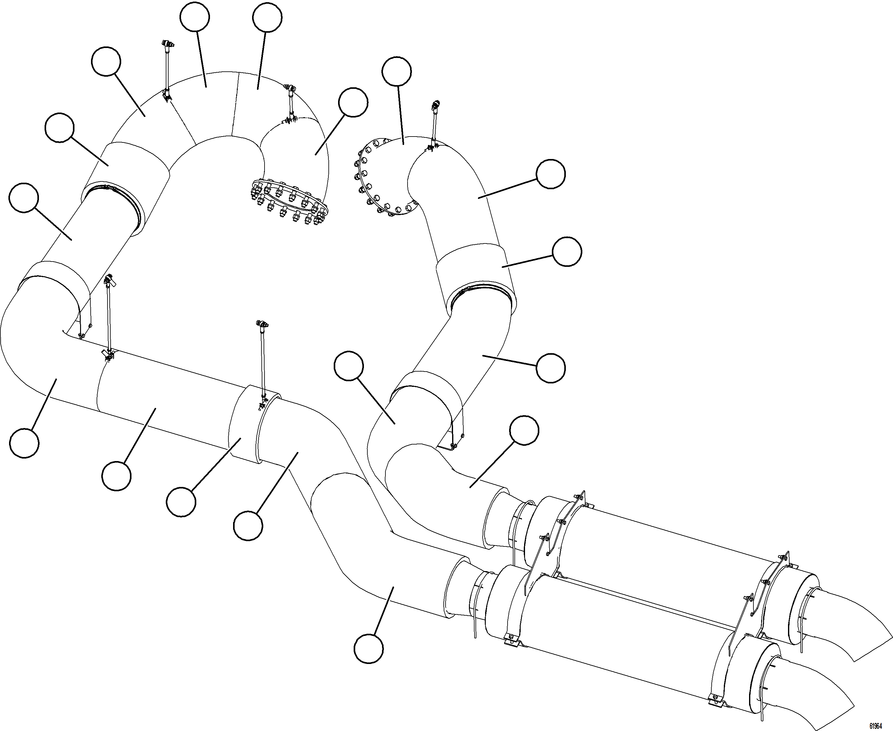 Komatsu parts book diagram for AFE73-V 980E-4 S/N A40166 - A40172  BUENAVISTA: EXHAUST BLANKETS - DECK MUFFLERS