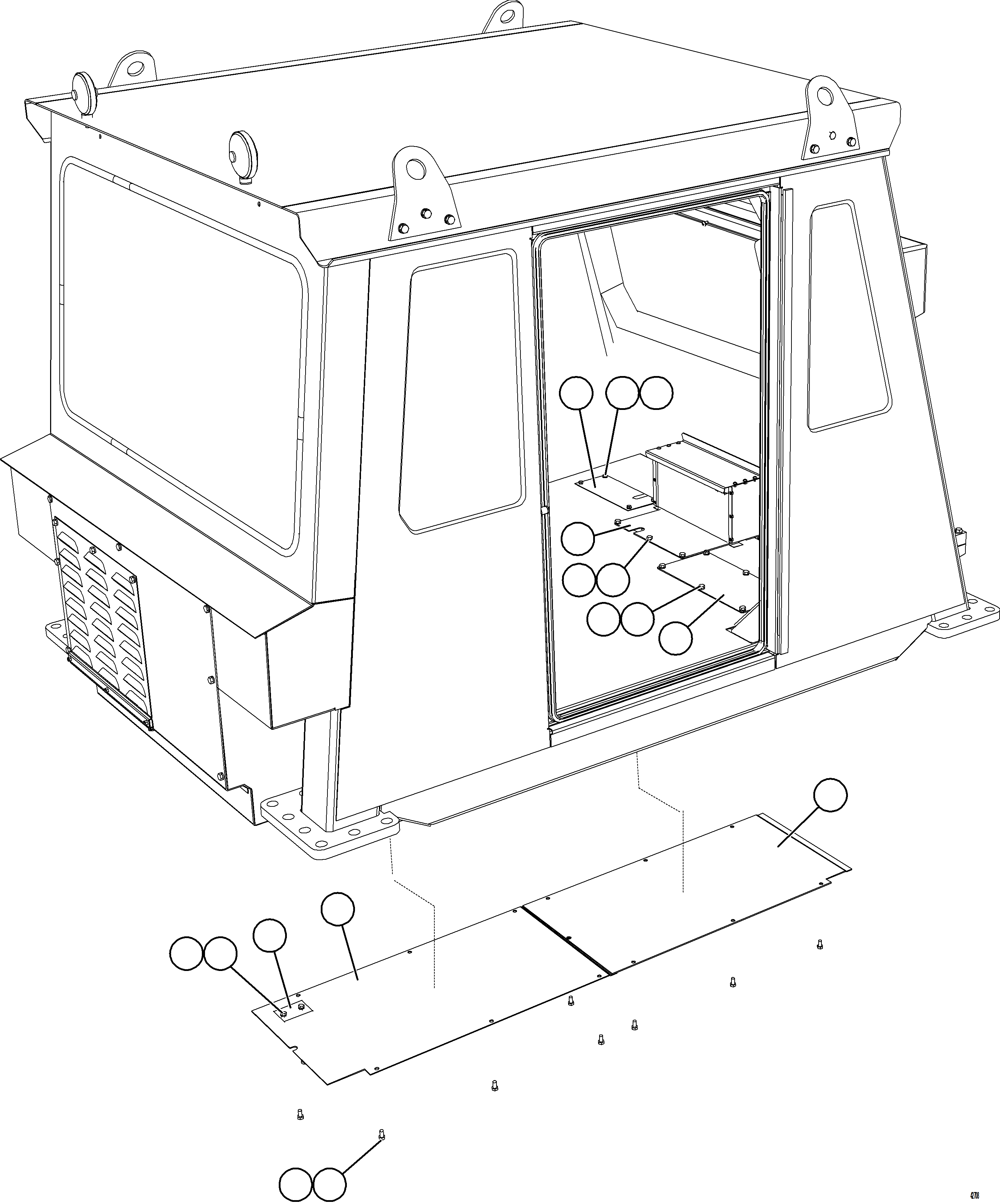Komatsu parts book diagram for AFE73-V 980E-4 S/N A40166 - A40172  BUENAVISTA: CAB ACCESS COVERS