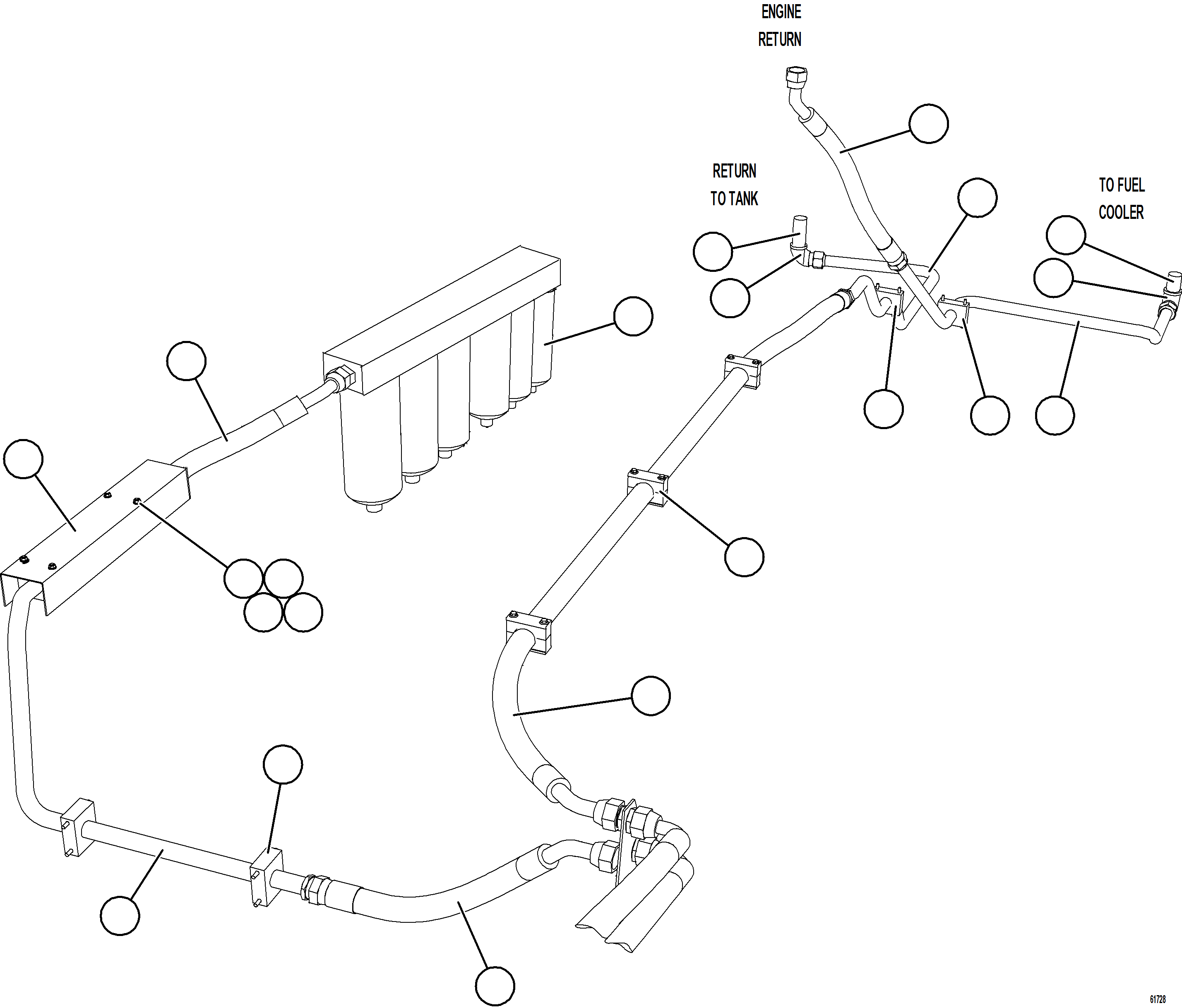 Komatsu parts book diagram for AFE73-V 980E-4 S/N A40166 - A40172  BUENAVISTA: FUEL SYSTEM PIPING    3/3